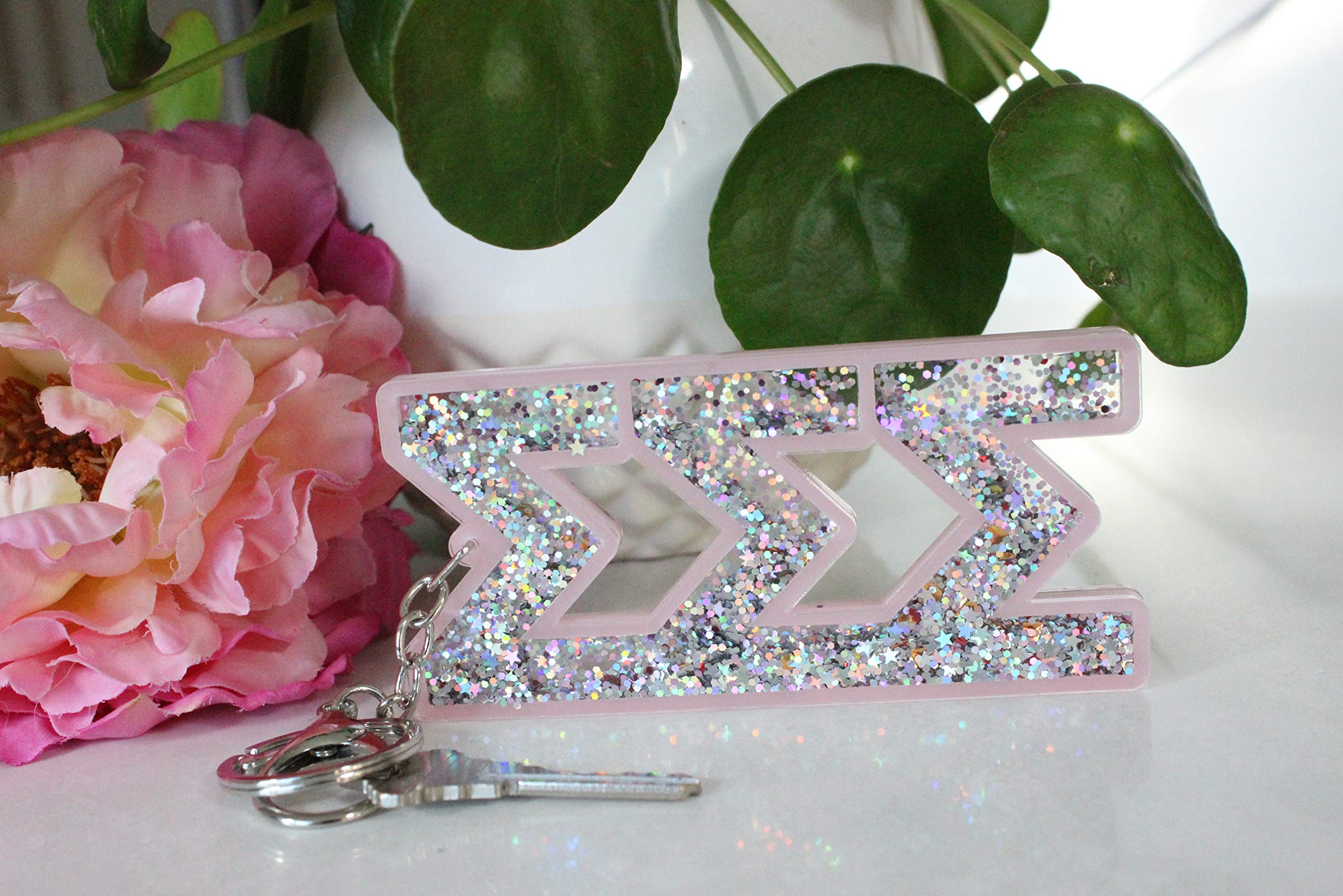Sigma Sigma Sigma Sorority Keychain with Glitter - Perfect for Greek Life, Gifts, and Backpack Accessories