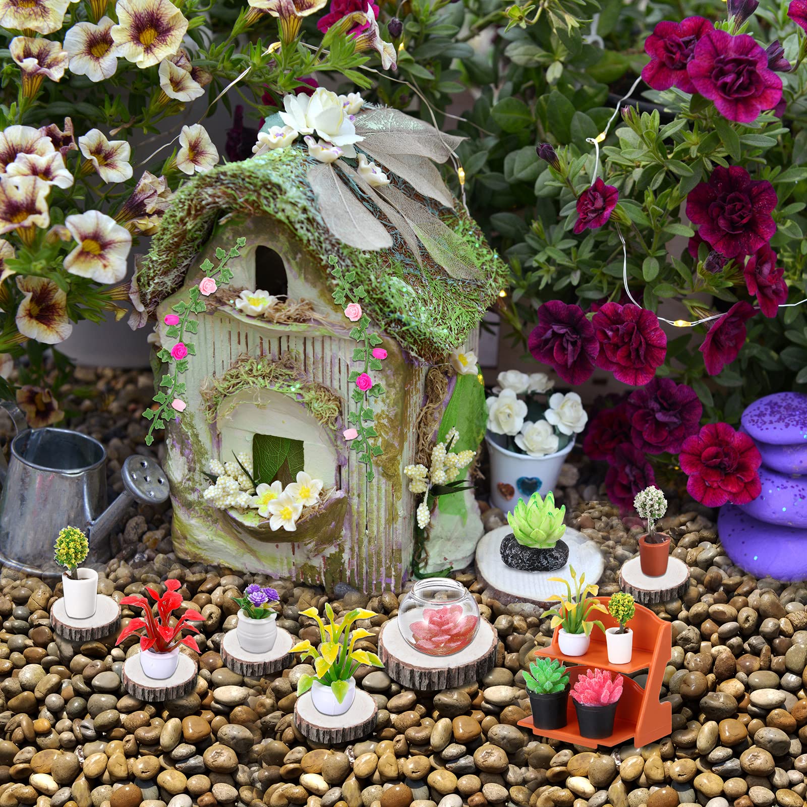 26-Piece Miniature Dollhouse Plants - Tiny Fake Bonsai & Potted Flower Models - Vibrant Mini Greenery Decor for Dollhouse, DIY Scenes & Model Train Sets - Perfect for Kids Room Decor, Birthday Gifts & Creative Play