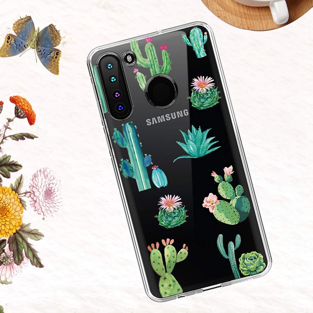 **Samsung Galaxy A21 Phone Case - Clear Soft TPU Shockproof Protective Cover for Women & Girls | Cactus Design | Perfect for Everyday Use & Travel**