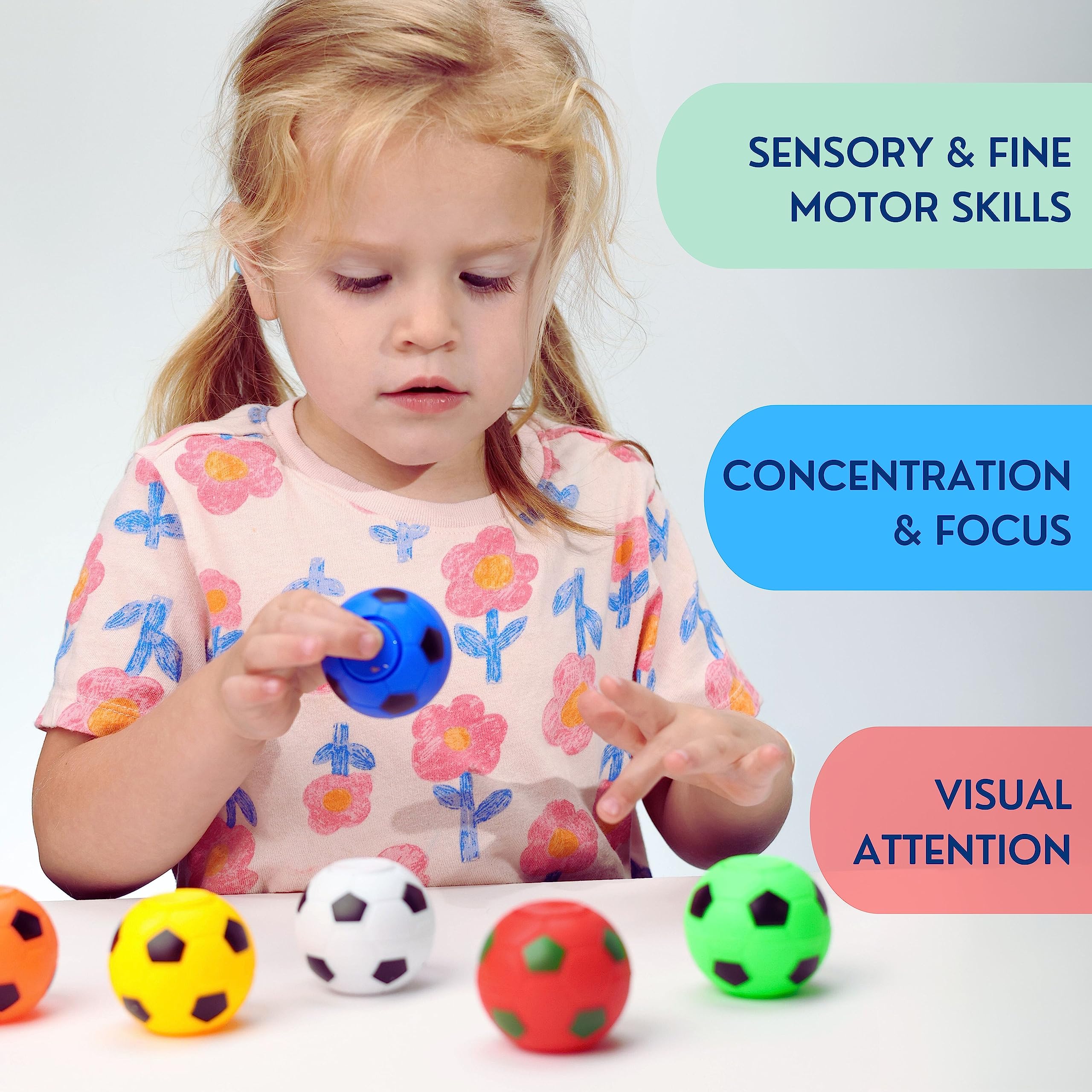 Entervending 2 Inch Fidget Spinner Balls Bulk Pack - 6 Piece Set with 6 Vibrant Colors - Stress Relief Toys for Kids & Adults - Perfect for Office, School, and Anxiety Relief