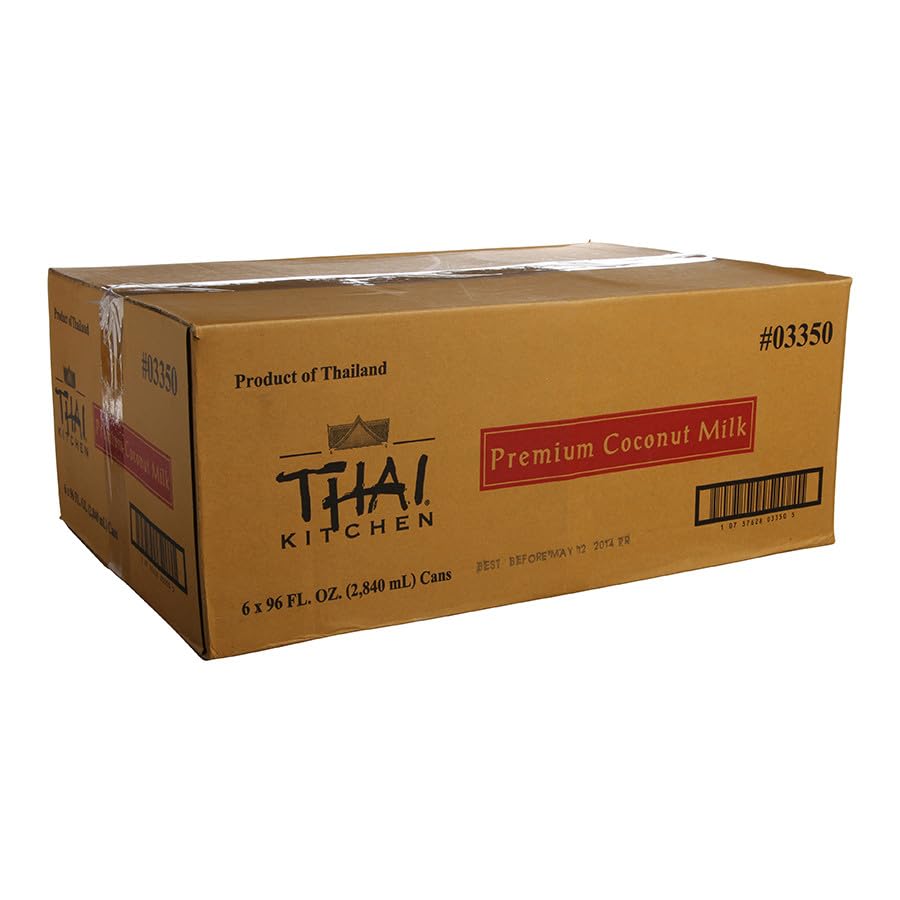 Premium Unsweetened Thai Kitchen Coconut Milk, 96 fl oz (Pack of 6) - Dairy-Free, Vegan, Gluten-Free for Curries, Sauces, Soups, Desserts & Drinks | Perfect for Thai Cooking, Smoothies, Coffee Creamer & Baking