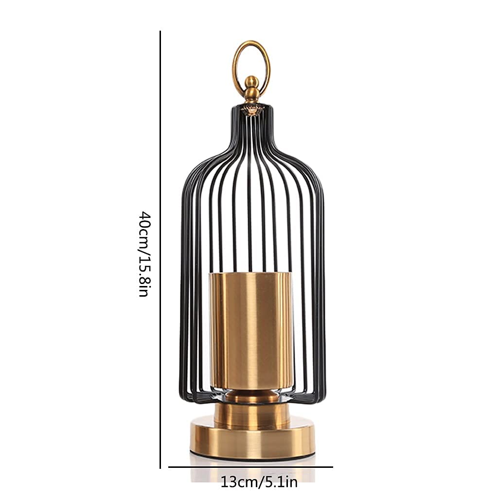 Black Metal Bird Cage Candle Holder - Romantic Home Decor for Candlelight Dinners, Weddings & Table Centerpieces (Black, Size A)