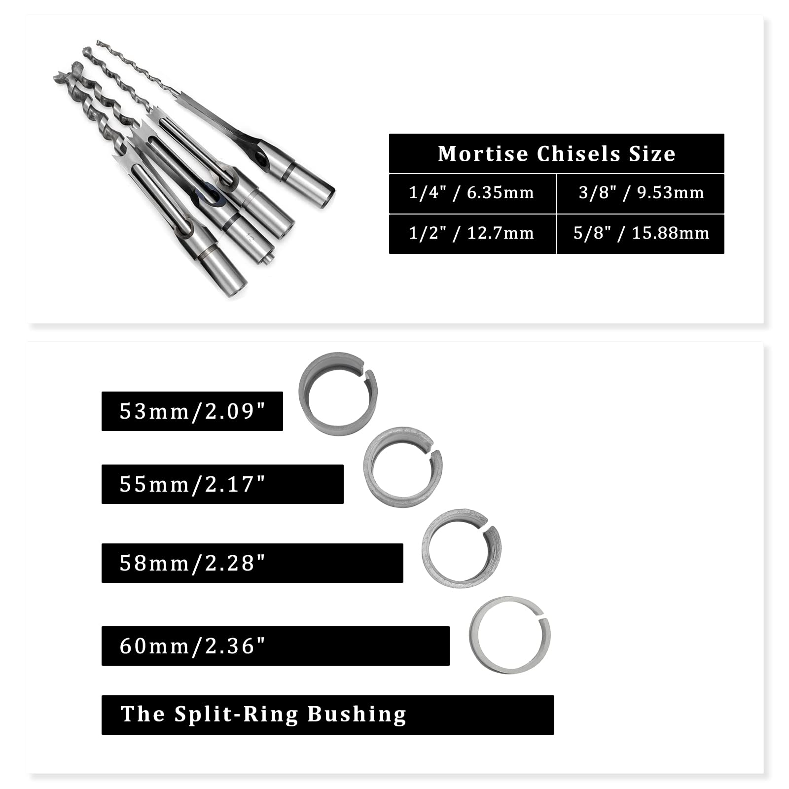 YUEWO Drill Press Mortising Attachment Kit - Precision Bench Drill Locator Set for Woodworking, Includes Square Hole Hollow Chisel Mortiser Bits for Mortise and Tenon Joints | Perfect for Cabinet Making, Furniture Crafting & DIY Wood Projects