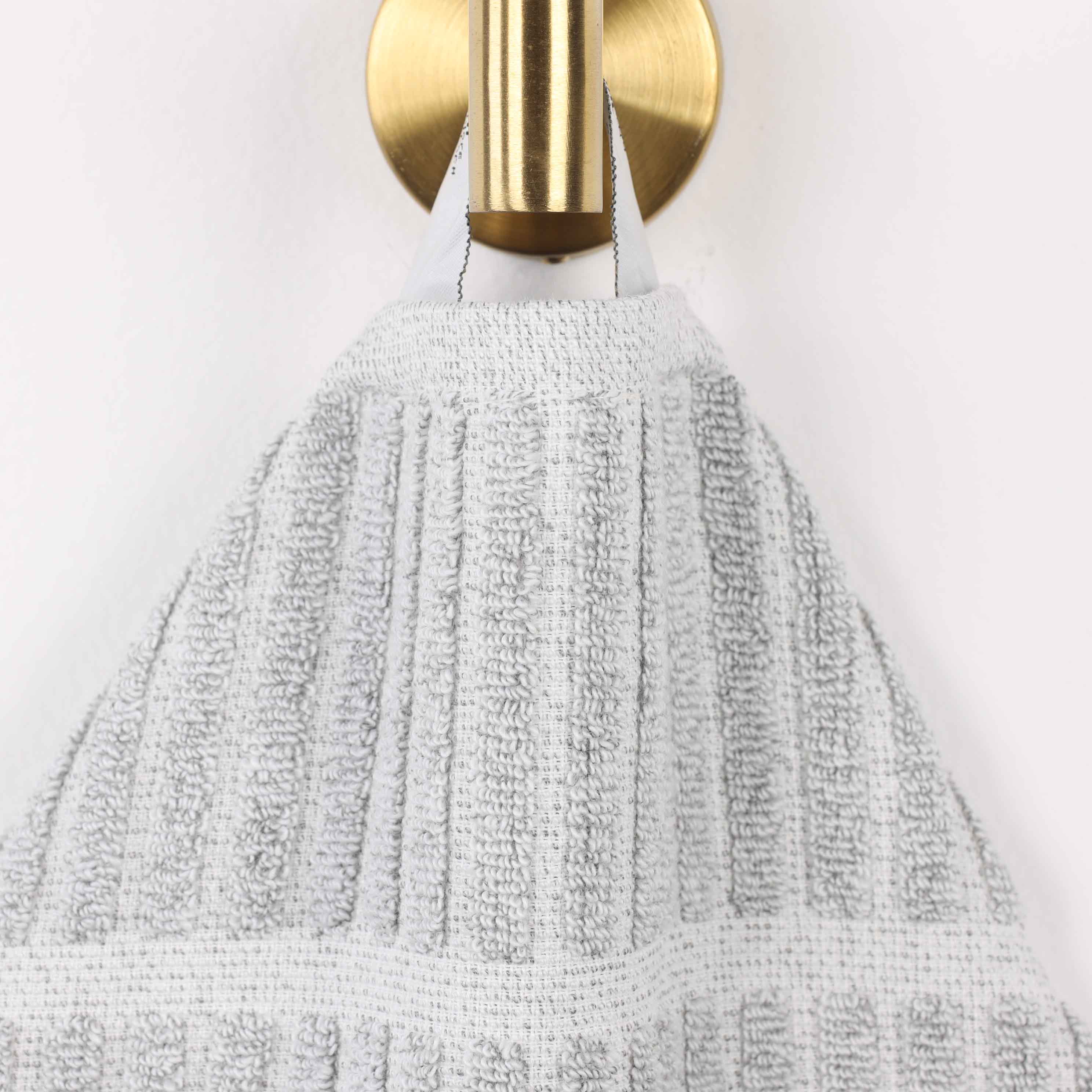 Premium Cotton Blend Checkered Bath Towels Set of 2 - Soft & Absorbent Textured Ribbed Border Towels for Spa, Bathroom & Beach Use