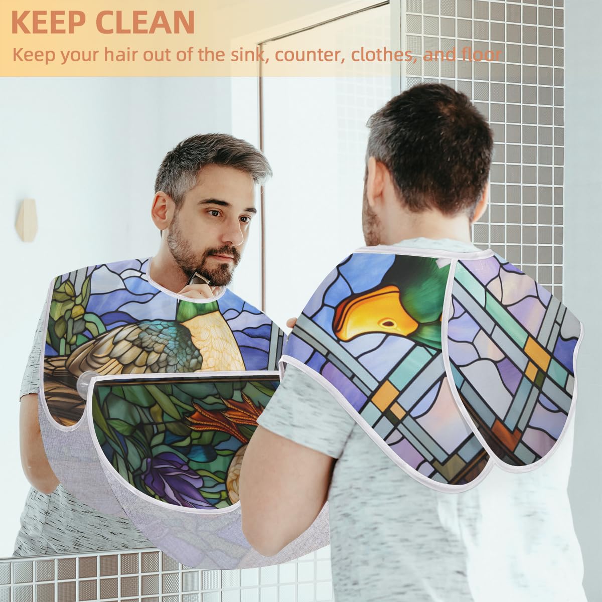 **Men's Duck Glass Window Beard Shaving Bib – Waterproof Hair Dye & Makeup Apron for Barbers & Stylists – Sink Hair Catcher & Beard Trimming Tool – Perfect for Home Grooming & Salon Use**