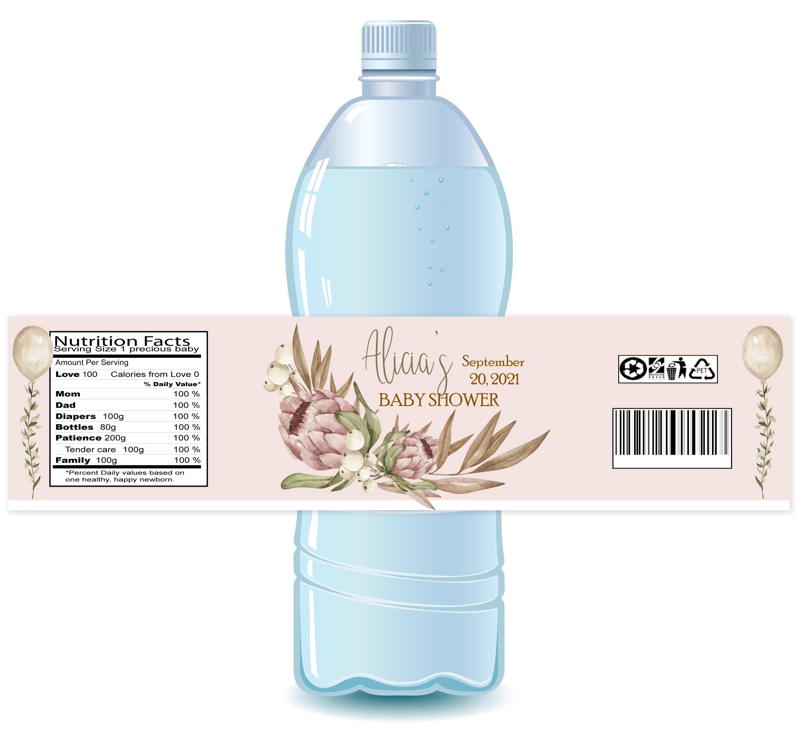 Boho Pink Baby Shower Water Bottle Labels - Custom Printable Baby Shower Stickers for Water Bottles, Cups & Party Decor - Perfect for Baby Shower Favors, Gender Reveal & Newborn Celebrations