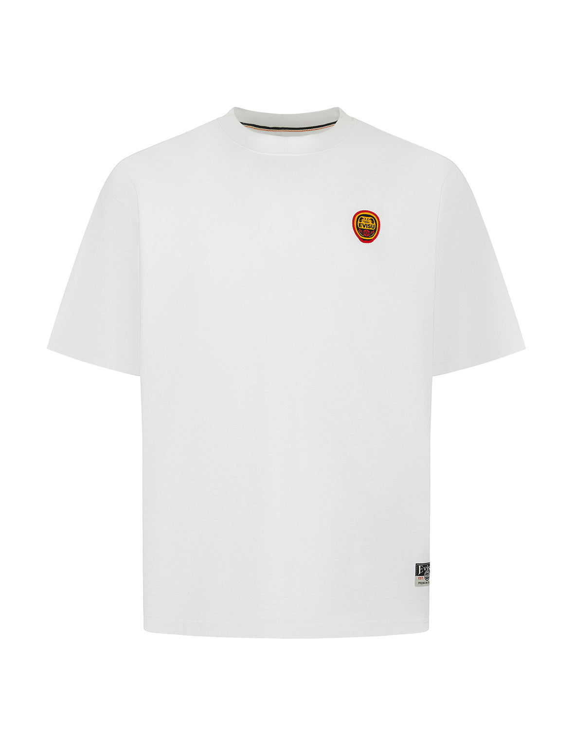 Daruma & Logo Embroidered Relaxed Fit T-Shirt for Men - Casual Comfort Wear for Everyday Outfits & Street Style