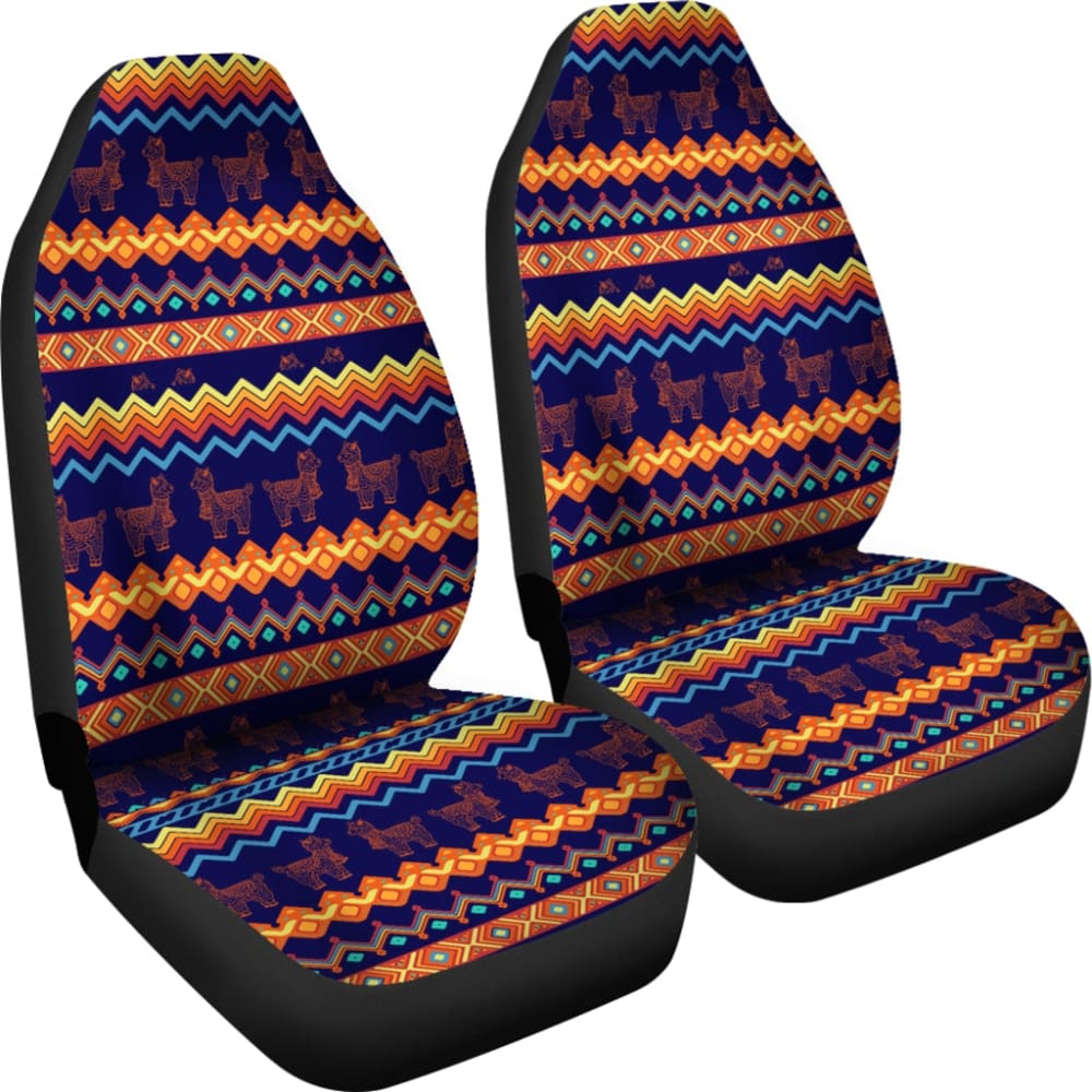 Aztec Llama Pattern Print Car Seat Covers - Waterproof & Non-Slip Universal Fit for Cars, Trucks & SUVs - Perfect for Road Trips, Daily Commutes & Pet Protection