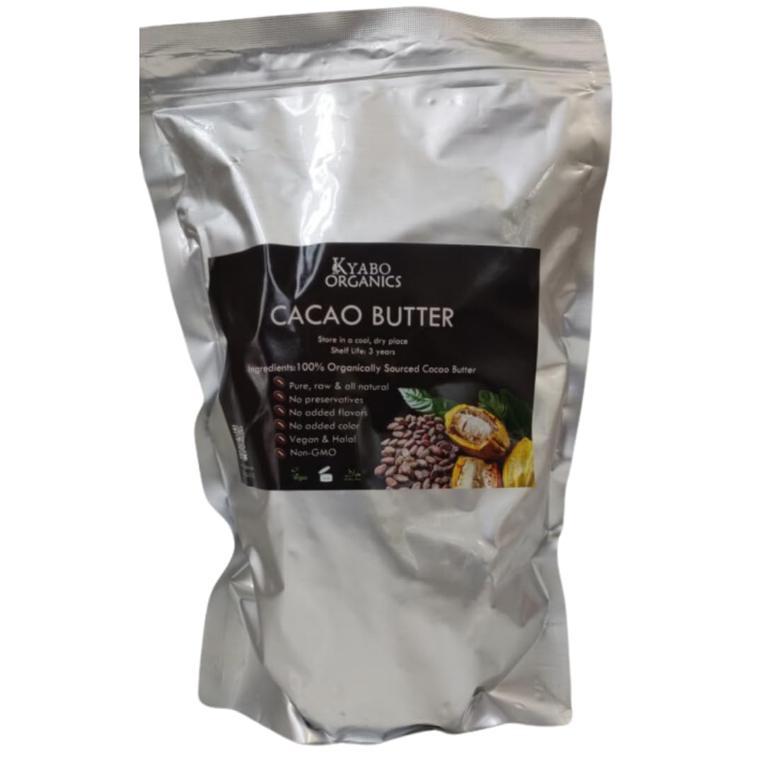 1lb Natural Unrefined Cocoa Butter - 100% Pure Ghanaian Cocoa for Stretch Marks, Lip Balm & Body Butter | Non-Deodorized Fresh Cocoa Butter for DIY Skincare, Soap Making & Hair Care