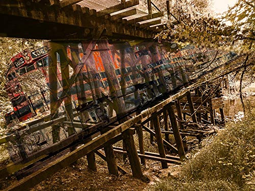20x30 Inch Laminated Train Trestle Double Exposure Poster - Vibrant Colors & HD Imagery - Fits Standard Frames - Perfect for Living Room, Bedroom & Office Decor