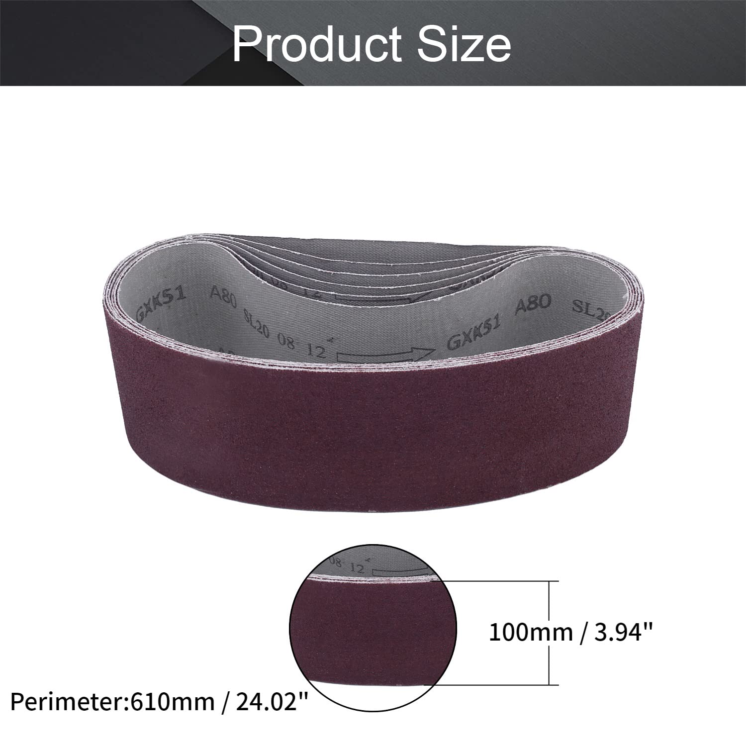 3.9x24 Inch 80 Grit Aluminum Oxide Sanding Belt - 6 Pack for Wood Finishing, Metal Polishing & Drywall Sanding | Compatible with Portable Belt Sanders | Durable Abrasive Paper for DIY & Professional Use