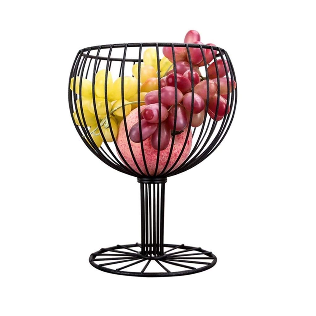 SHUUY Countertop Fruit Basket Holder - Nordic Style Wrought Iron Wine Glass & Snack Storage Basket - Versatile Dessert Tray for Kitchen, Dining Table, and Party Serving
