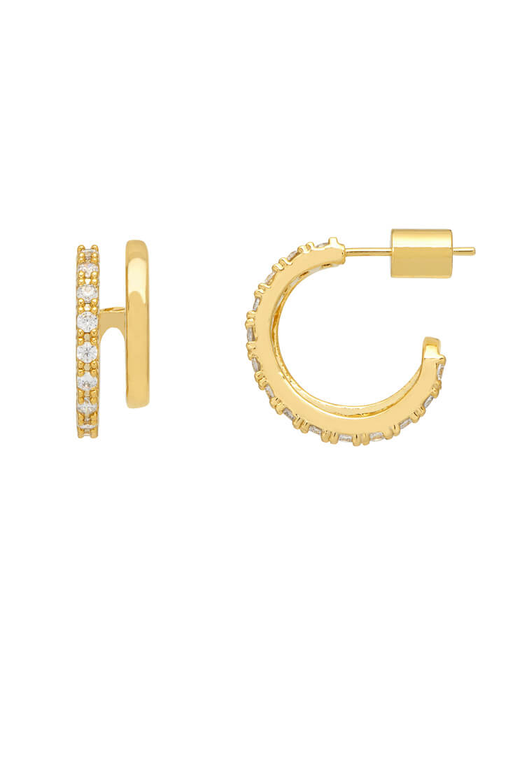 Double Hoop Illusion Pave Earrings - Sparkling Cubic Zirconia Dangle Earrings for Women | Perfect for Parties, Weddings & Evening Events