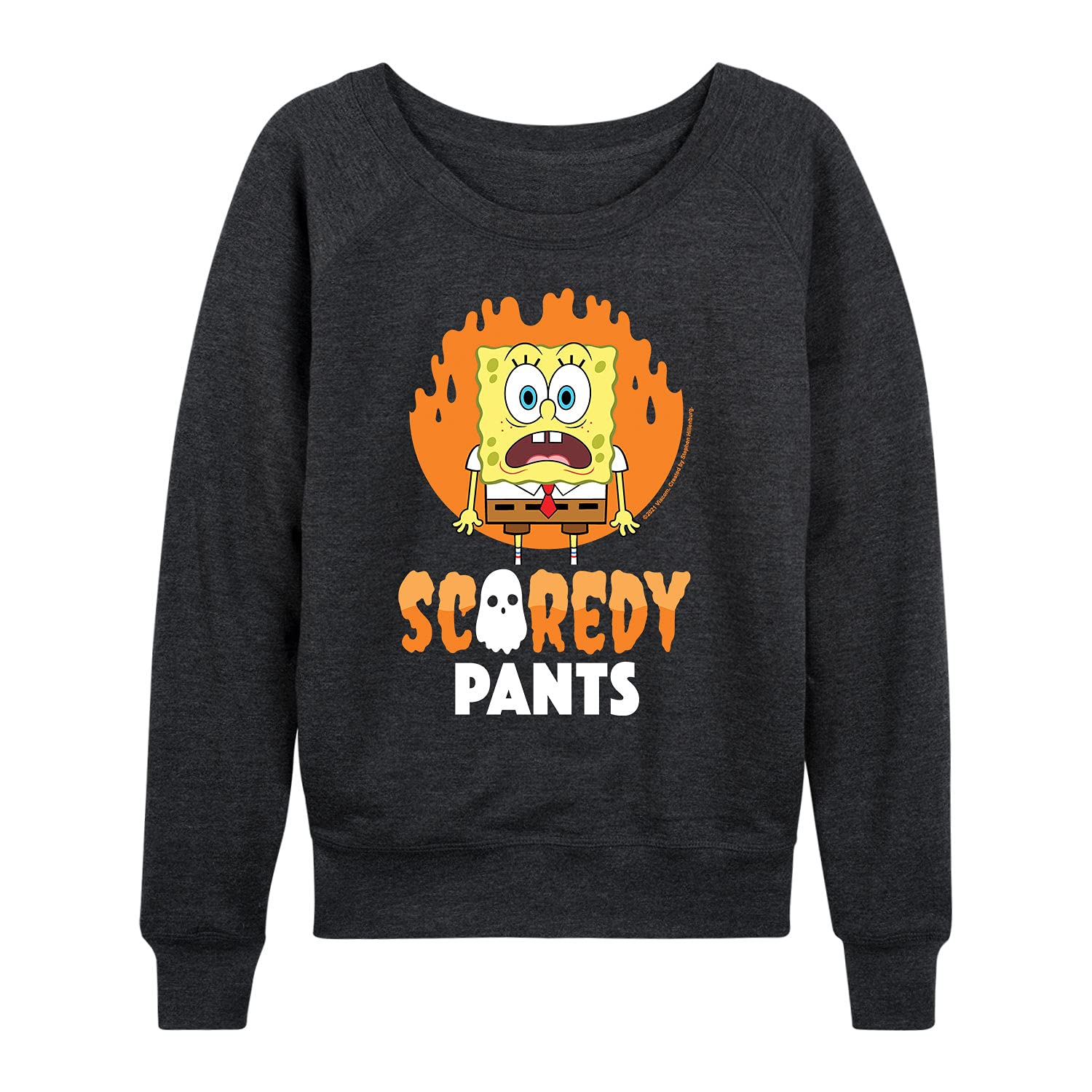 HYBRID APPAREL Women's SpongeBob SquarePants Scaredy Pants Lightweight French Terry Pullover Hoodie - Soft Lounge Wear for Cartoon Fans, Casual Outfits & Gift Ideas