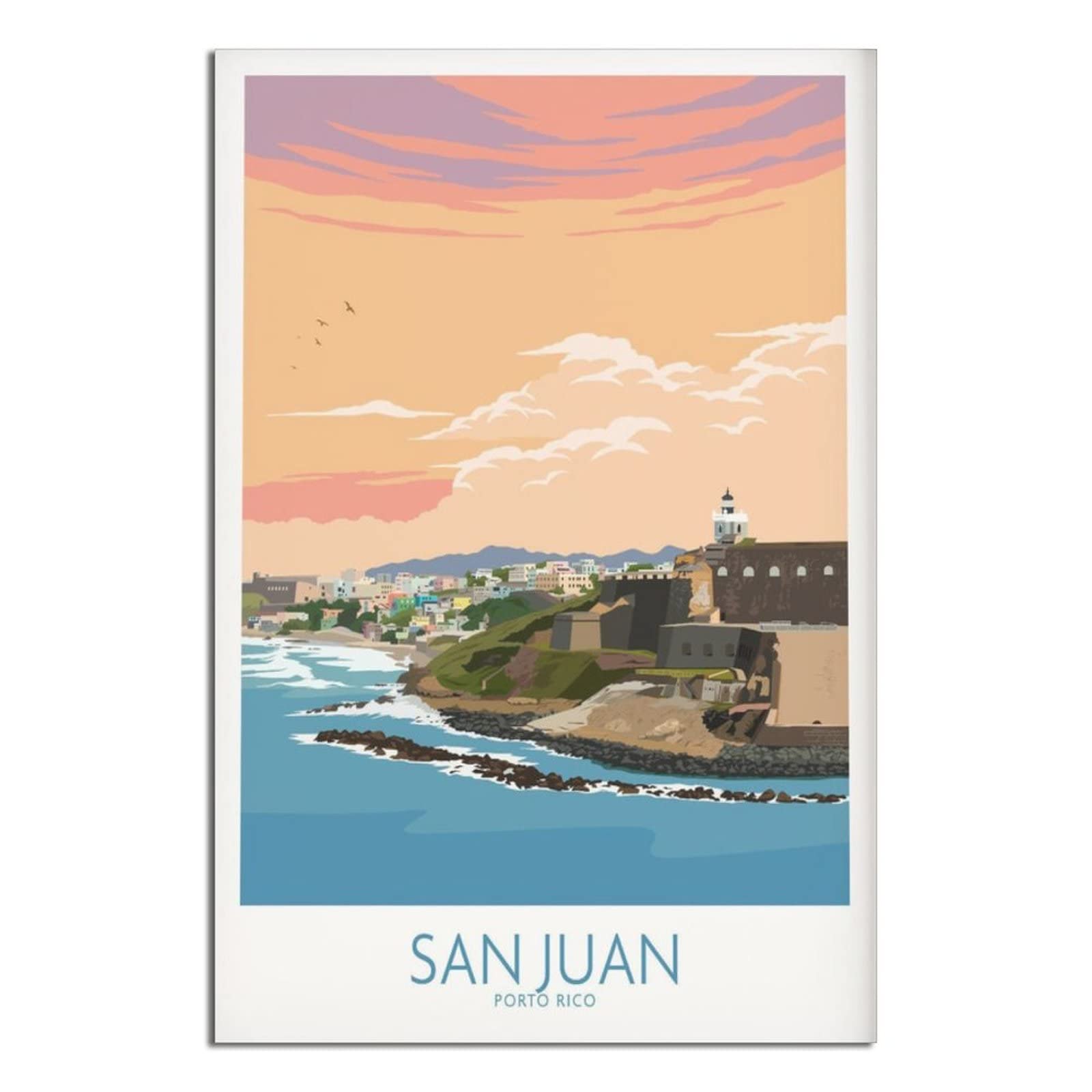 Vintage Travel Poster Puerto Rico Canvas Wall Art - Retro Caribbean Island Decor for Home, Office & Bedroom - Perfect Gift for Travel Lovers & Beach Theme Decor