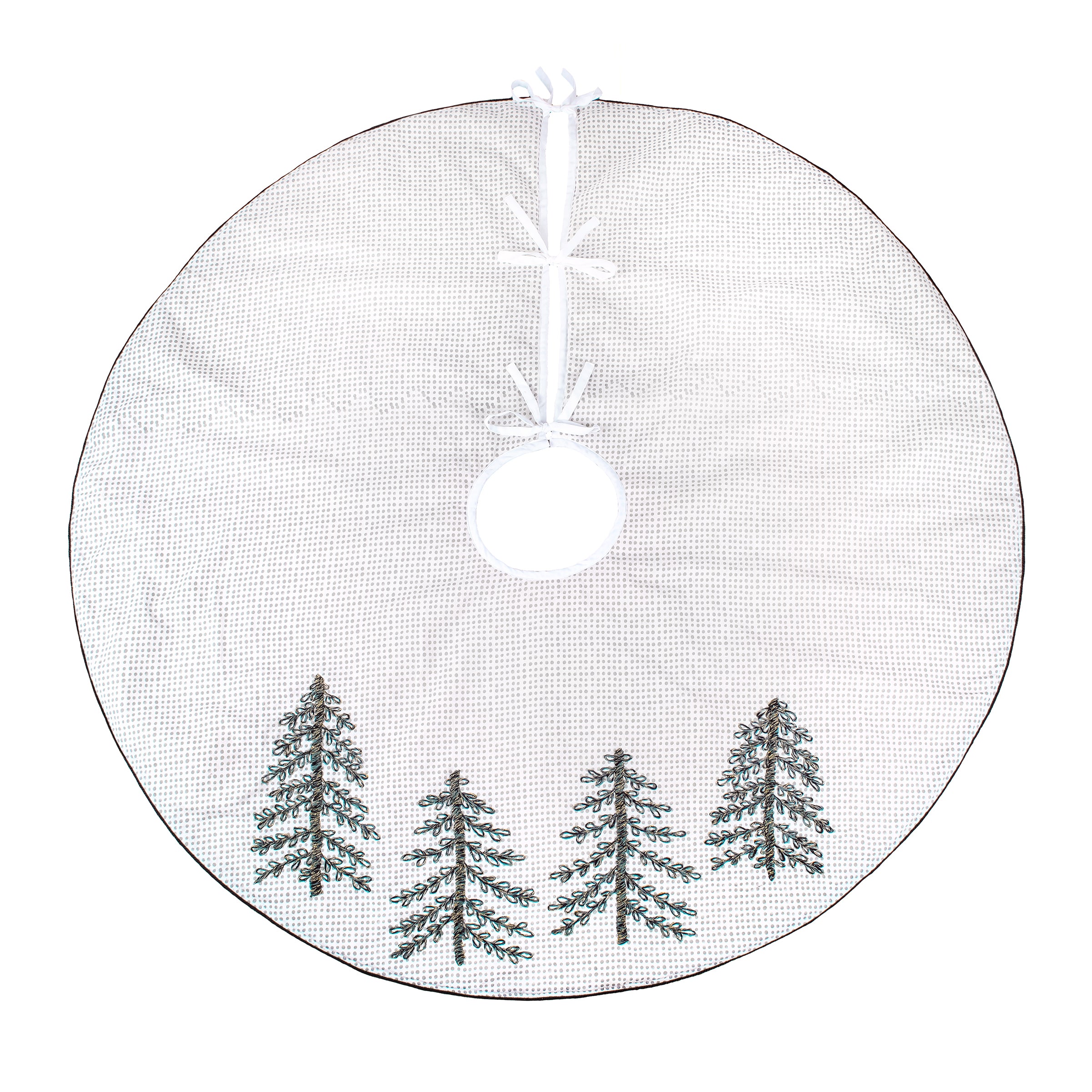 52 Inch HGTV Home Collection Embroidered Evergreens Christmas Tree Skirt - Holiday Decor for Festive Tree Decorating & Gift Wrapping