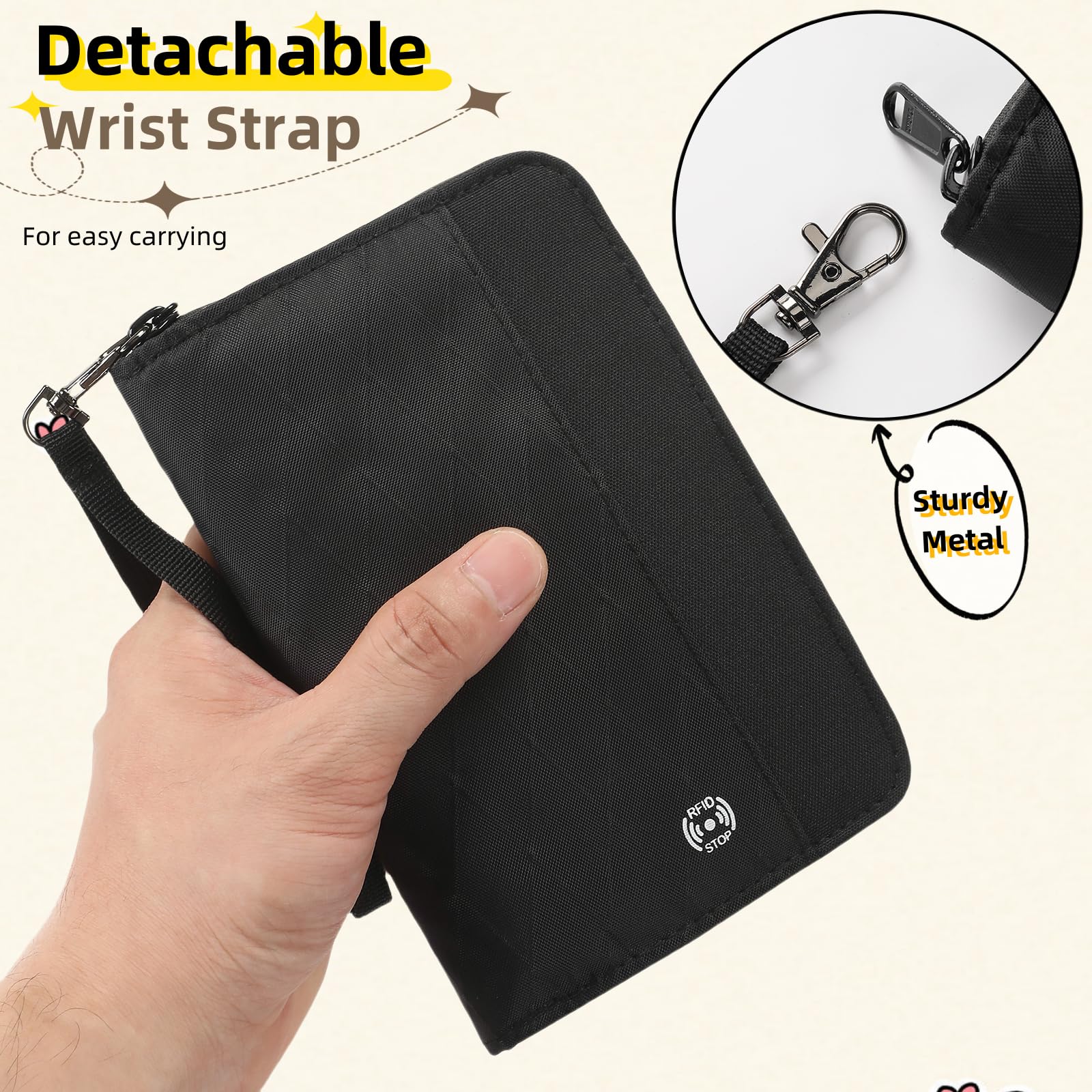 RFID Blocking Travel Wallet - Slim Passport Holder for Men & Women with Hidden Cash Pouch | Waterproof Credit Card Organizer | Perfect for International Trips, Air Travel & Daily Use (Black, G1-2)