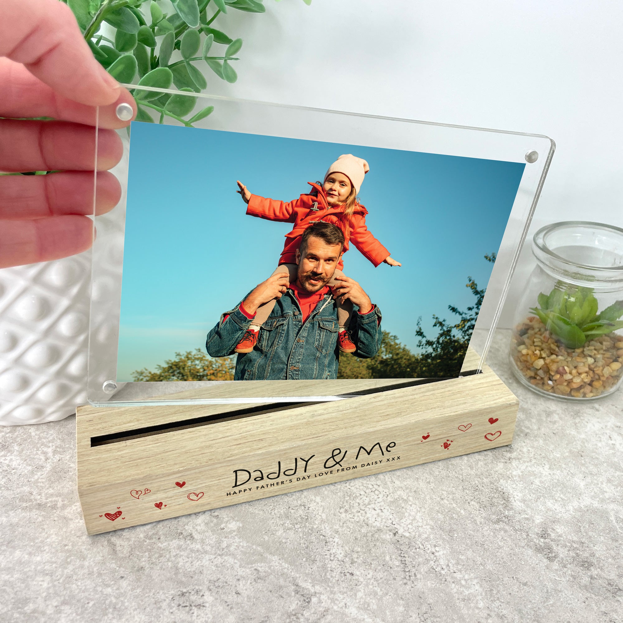 Personalized Kids Handwriting Style Wooden Base 6x4 Photo Frame - Perfect for Children's Room Decor, Nursery Wall Art & Gift for Birthdays, Christmas