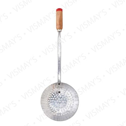 Vismays Handcrafted Iron Frying Spoon with Wooden Handle - Food Grade, Durable & Eco-Friendly Kitchen Tool for Indian Cooking | Perfect for Stirring, Flipping & Serving Traditional Dishes | Made in India