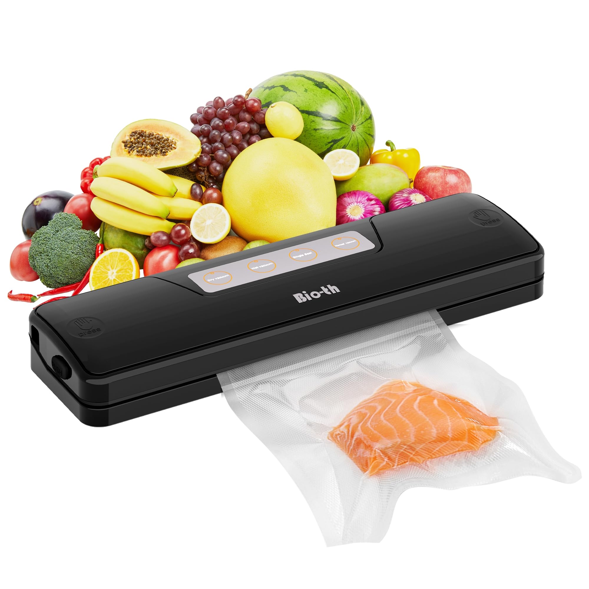 Bio-th Vacuum Sealer Machine for Food Preservation | Compact & Powerful Food Saver with Dry/Wet Modes | Includes 15 Large 20x30cm Sealing Bags | One-Touch Operation & Overheat Protection | Perfect for Meal Prep, Sous Vide, and Long-Term Food Storage