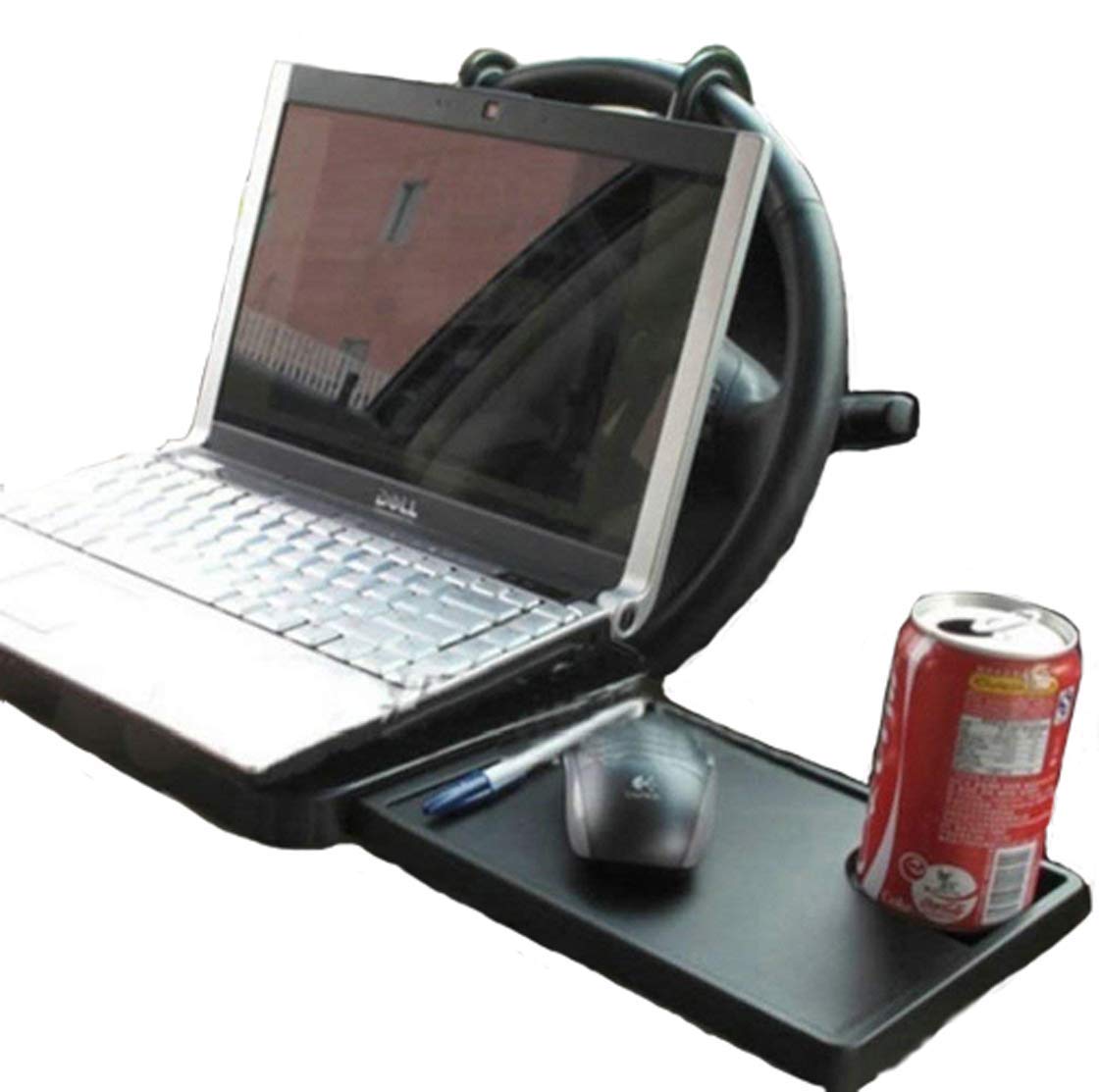 Foldable Car Laptop Stand - Adjustable Steering Wheel Tray for Notebook, Food & Drink Holder - Perfect for Work, Dining & Road Trips in Your Vehicle
