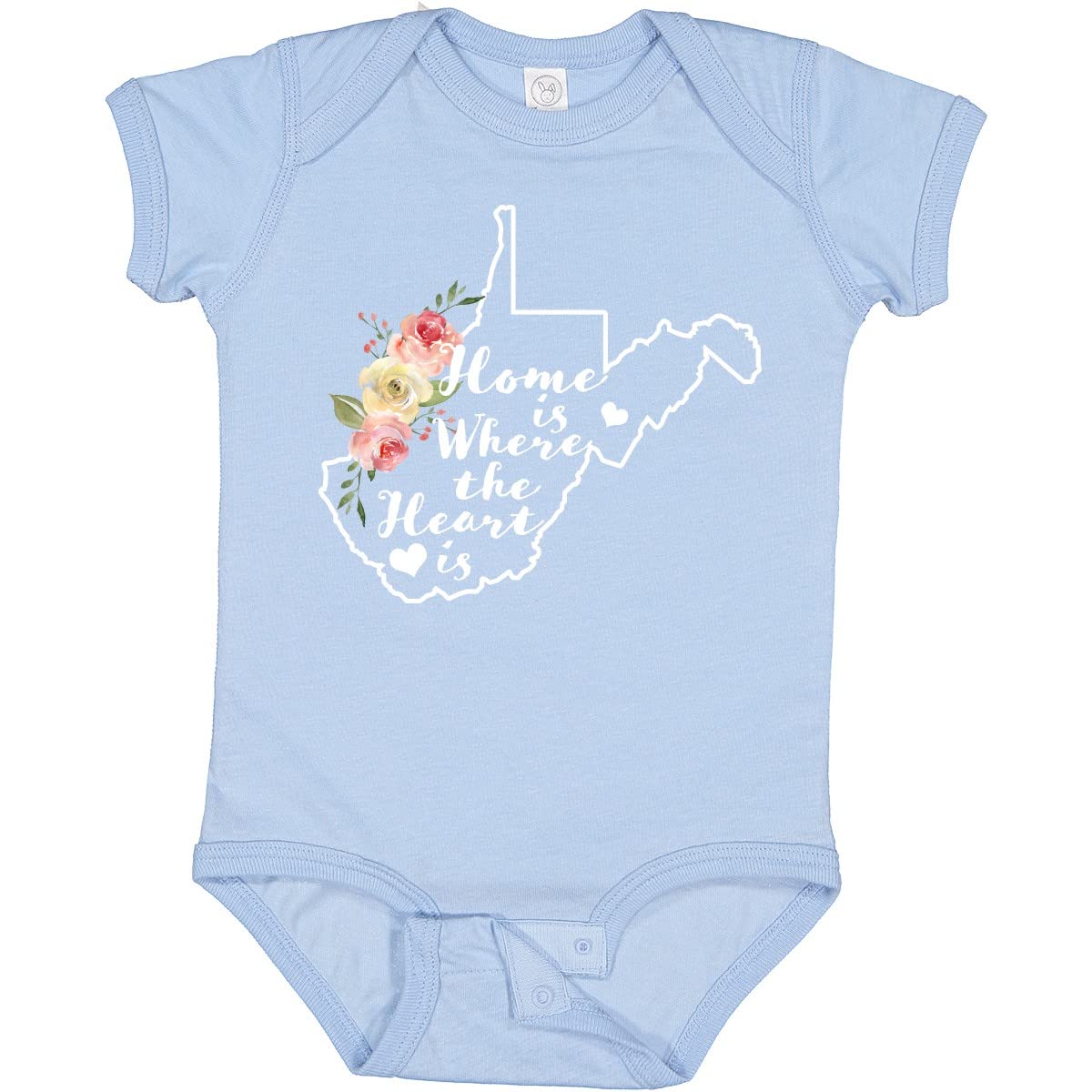 Inktastic West Virginia Home is Where The Heart is Watercolor Baby Bodysuit - Soft Cotton Infant Onesie for Newborns & Toddlers - Perfect for Family Photos, Holidays & Everyday Wear