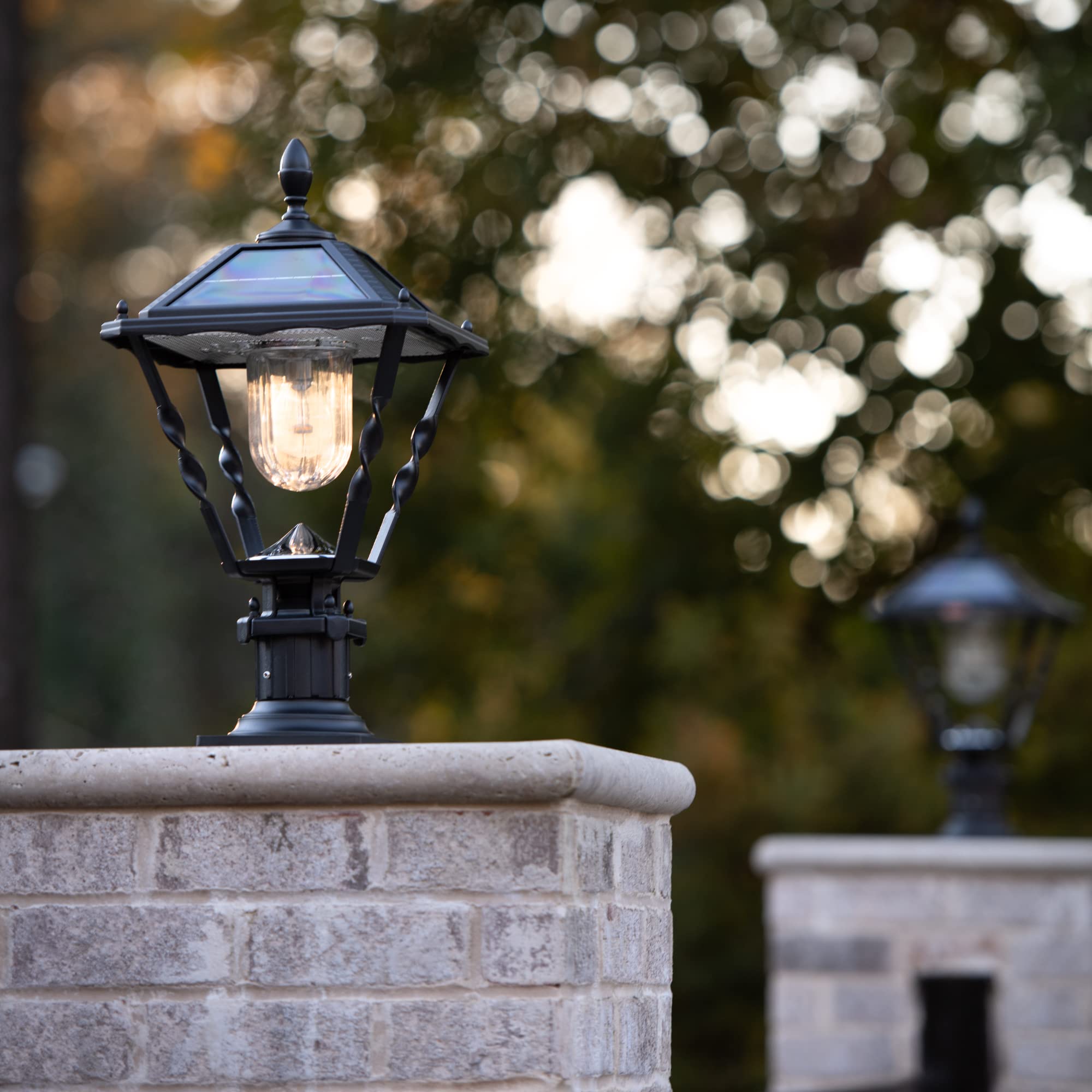 Gama Sonic Black Aluminum Outdoor Solar Post Light - 3-inch Fitter for Lamp Posts & Pier Mount (Sold Separately) - 2700K Warm White LED - Weatherproof Solar Pathway Lighting for Garden, Driveway & Walkway (Model 133B50012)