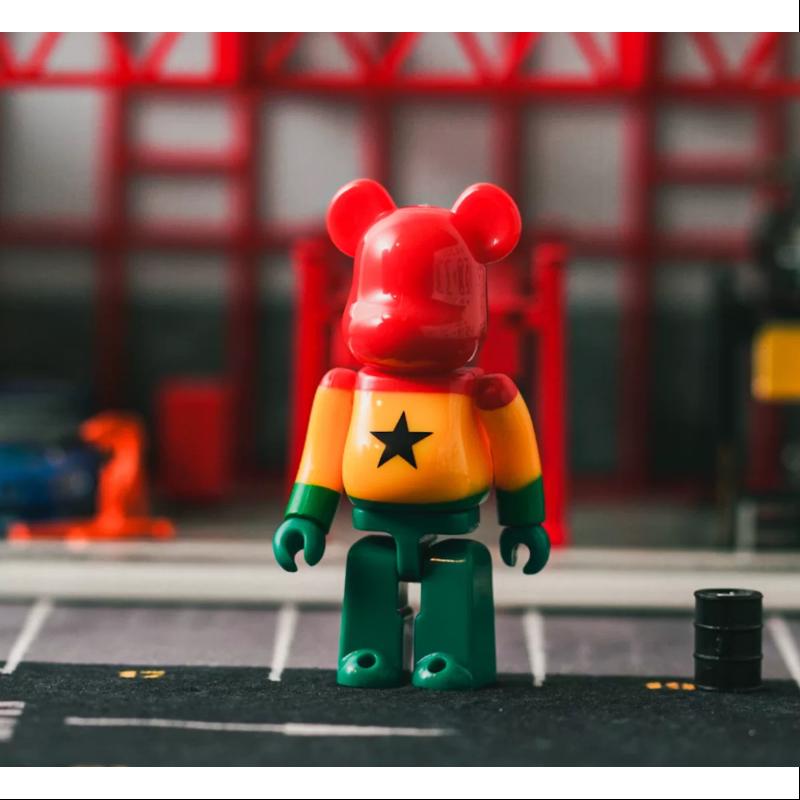 Bearbrick Series 41 FLAG GHANA AFRICA 100% Collectible Vinyl Art Toy - Limited Edition African Flag Design for Display & Collection - Perfect for Home Decor, Office Display, and Anime Fans Gifts