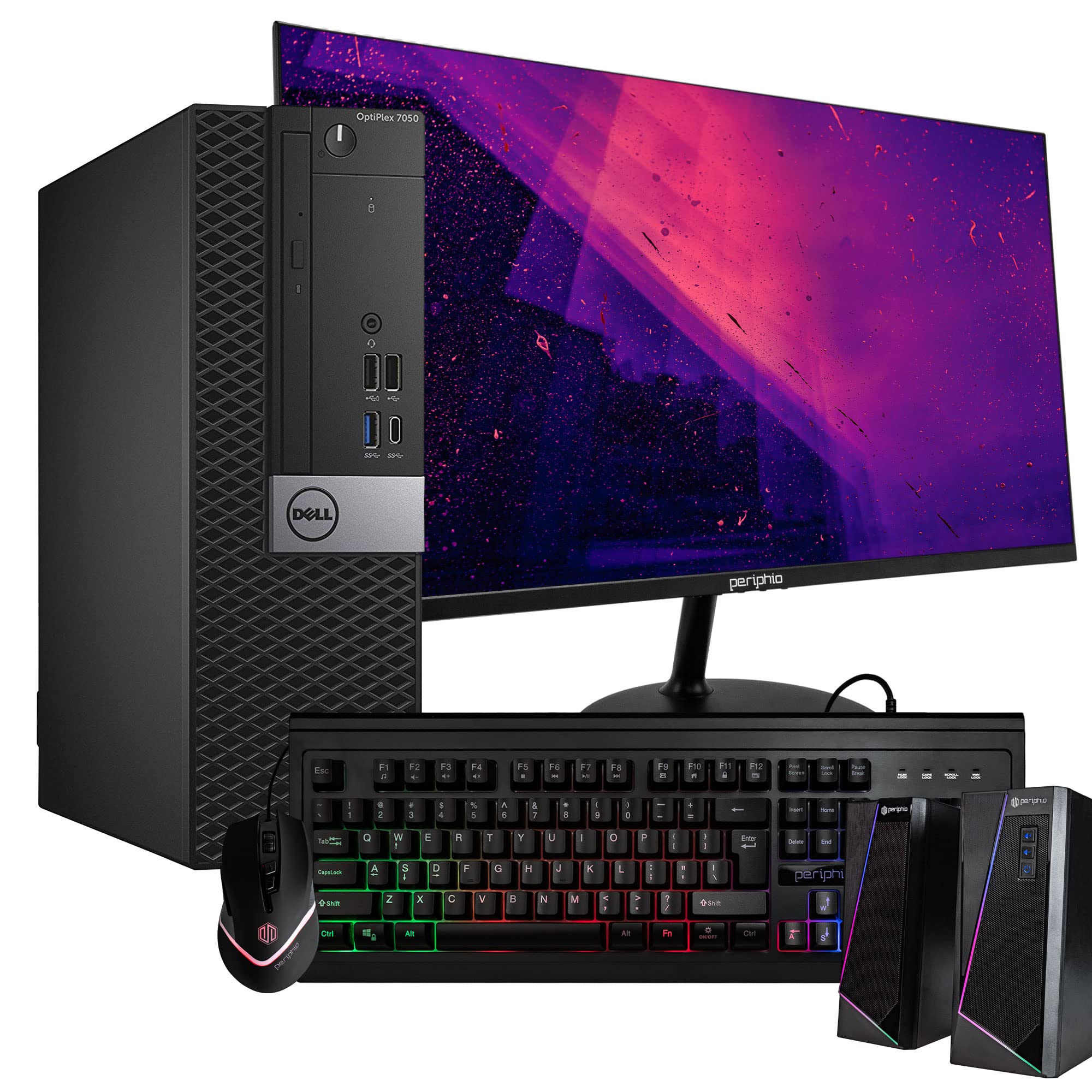Refurbished Dell OptiPlex 7050 SFF Desktop Computer - Intel Core i5 (3.8GHz Turbo), 16GB DDR4 RAM, 500GB SSD + 1TB HDD, WiFi 5G, Bluetooth, Windows 10 Pro - Includes 24