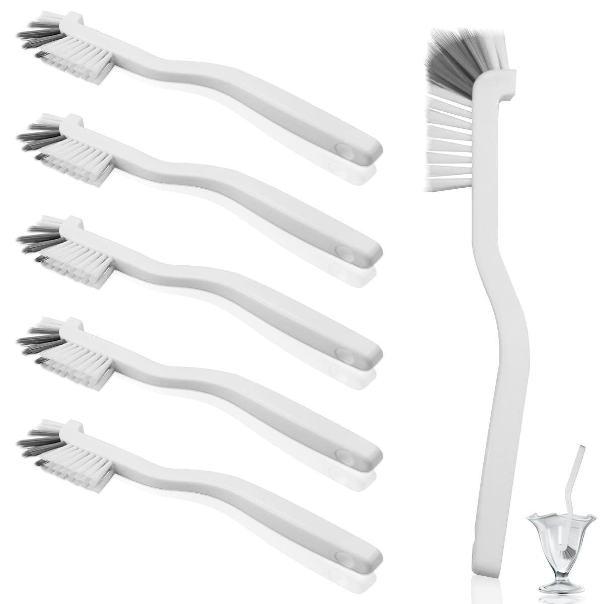 Oruuum 6-Piece Cup Cleaning Brush Set - Heavy Duty Right Angle Scrub Brushes for Kitchen, Bottles, Sinks & Tile Lines - Stiff Bristle Dish Brush for Pots, Pans & Juicer Cleaning - Perfect for Household, Bathroom & Hard-to-Reach Corners