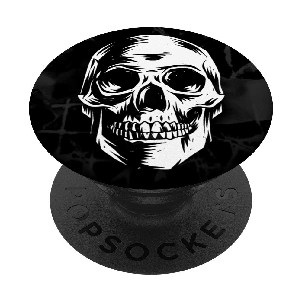 Horror Skull Scary Black Human Skeleton Bones Skulls PopSockets PopGrip - Swappable Phone & Tablet Grip for Halloween Decor, Cosplay Accessories & Horror Theme Parties