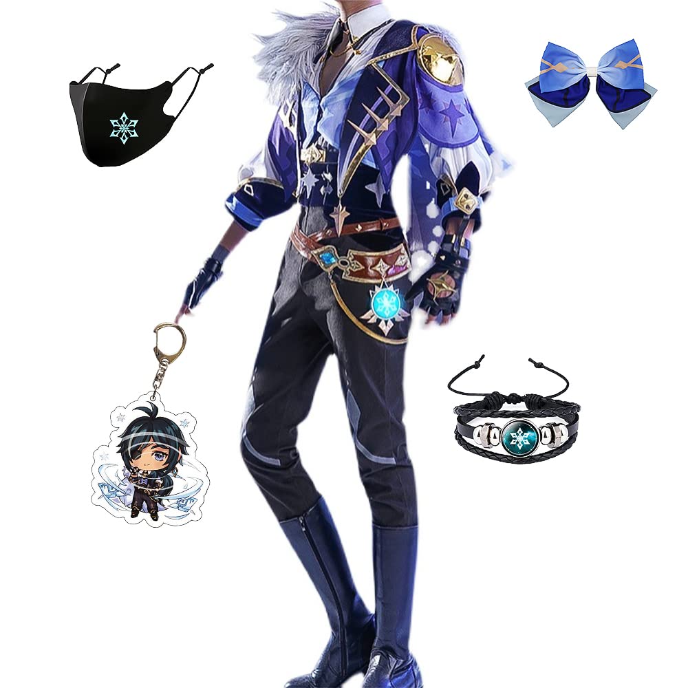 Kaeya Cosplay Costume Full Set with Wig & Shoes - Genshin Impact Game Character Outfit for Halloween, Carnival, Christmas & Birthday Parties | Perfect Gift for Anime Fans & Cosplay Enthusiasts