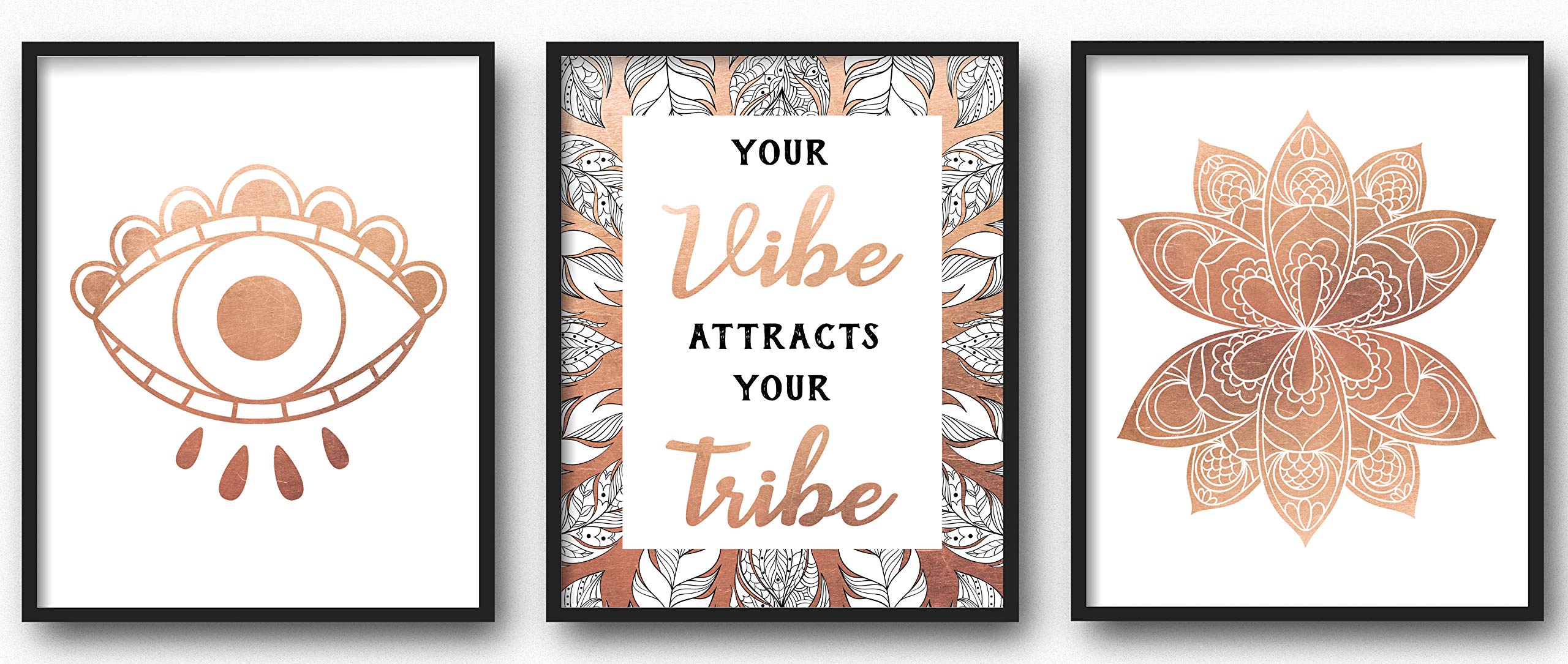 Boho Teen Girl Room Wall Decor - Unframed 8x10 Inspirational Art Prints with Motivational Quotes for Yoga, Meditation, Office, Bedroom, Dorm & Desk - Perfect for Tween & Women's Spaces (Good Vibe Tribe Collection)
