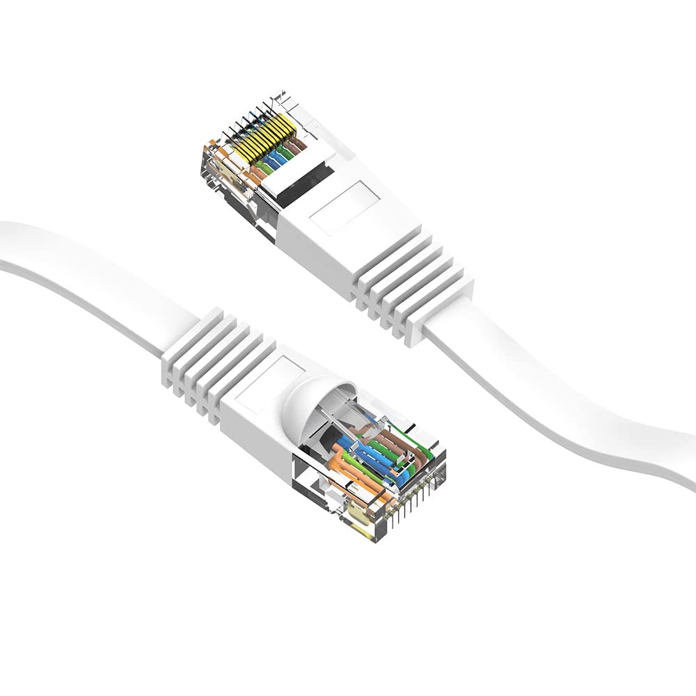 35ft Cat6 Flat Ethernet Cable (10.7M) - 20 Pack White High-Speed Gigabit LAN Network Patch Cord - Compatible with Xbox, PS4, PS3, Modem, Router, Switch - Perfect for Gaming, Streaming & Home Office Networking