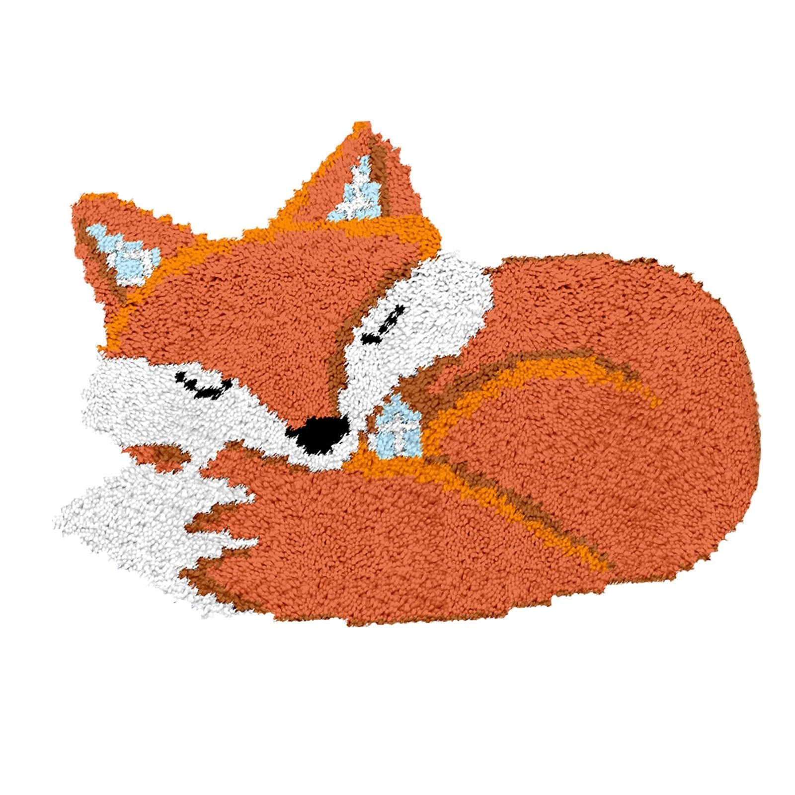Newmind Latch Hook Rug Kit for Beginners - DIY Crochet Carpet with Pre-Printed Fox Design, Soft Acrylic Yarn for Home Decor - Perfect for Living Room Sofa, Bedroom Floor Mat or Wall Tapestry