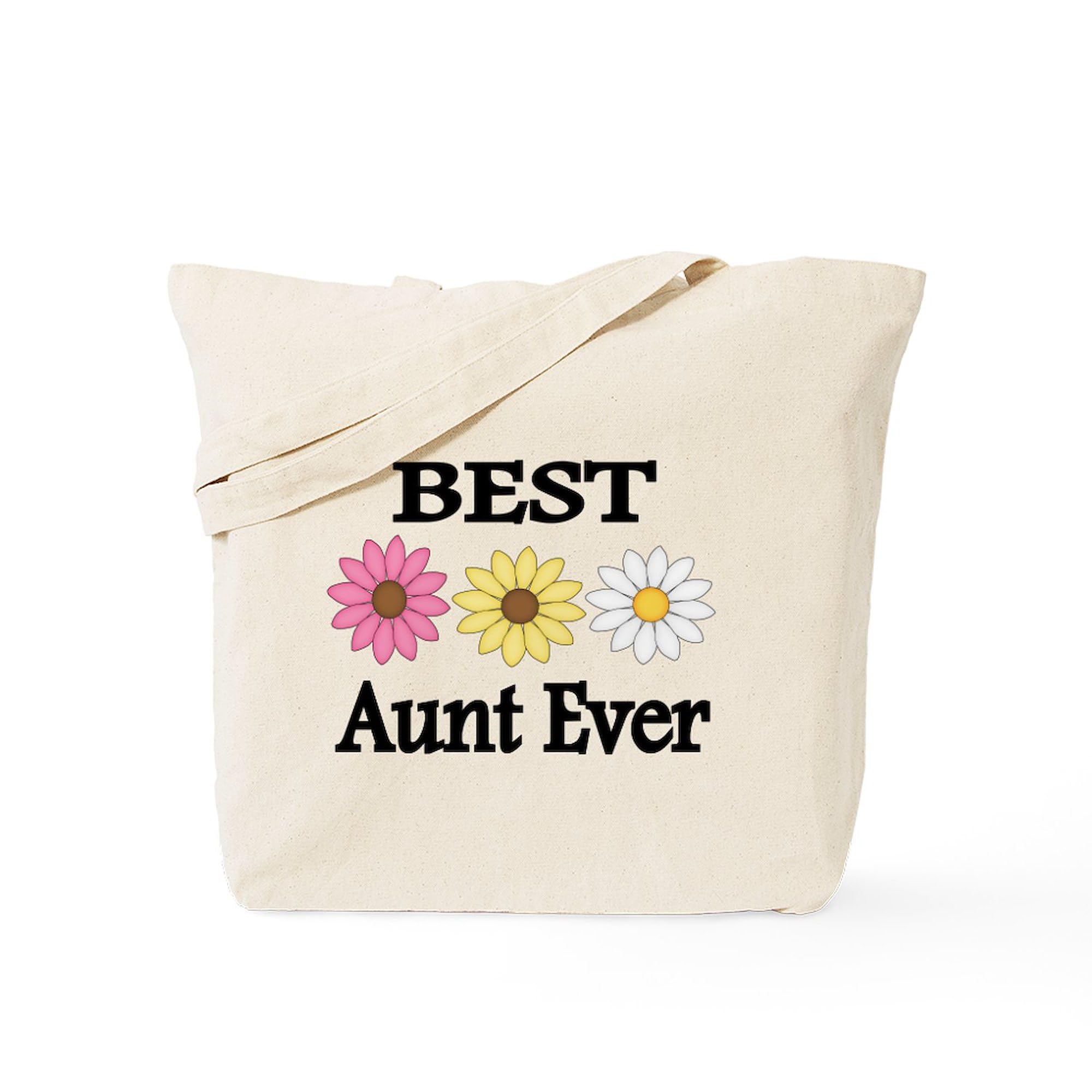 BEST AUNT EVER Floral Canvas Tote Bag - Reusable Grocery Shopping Bag & Gift for Aunts, Women (Natural) | Perfect for Groceries, Beach Trips & Daily Use