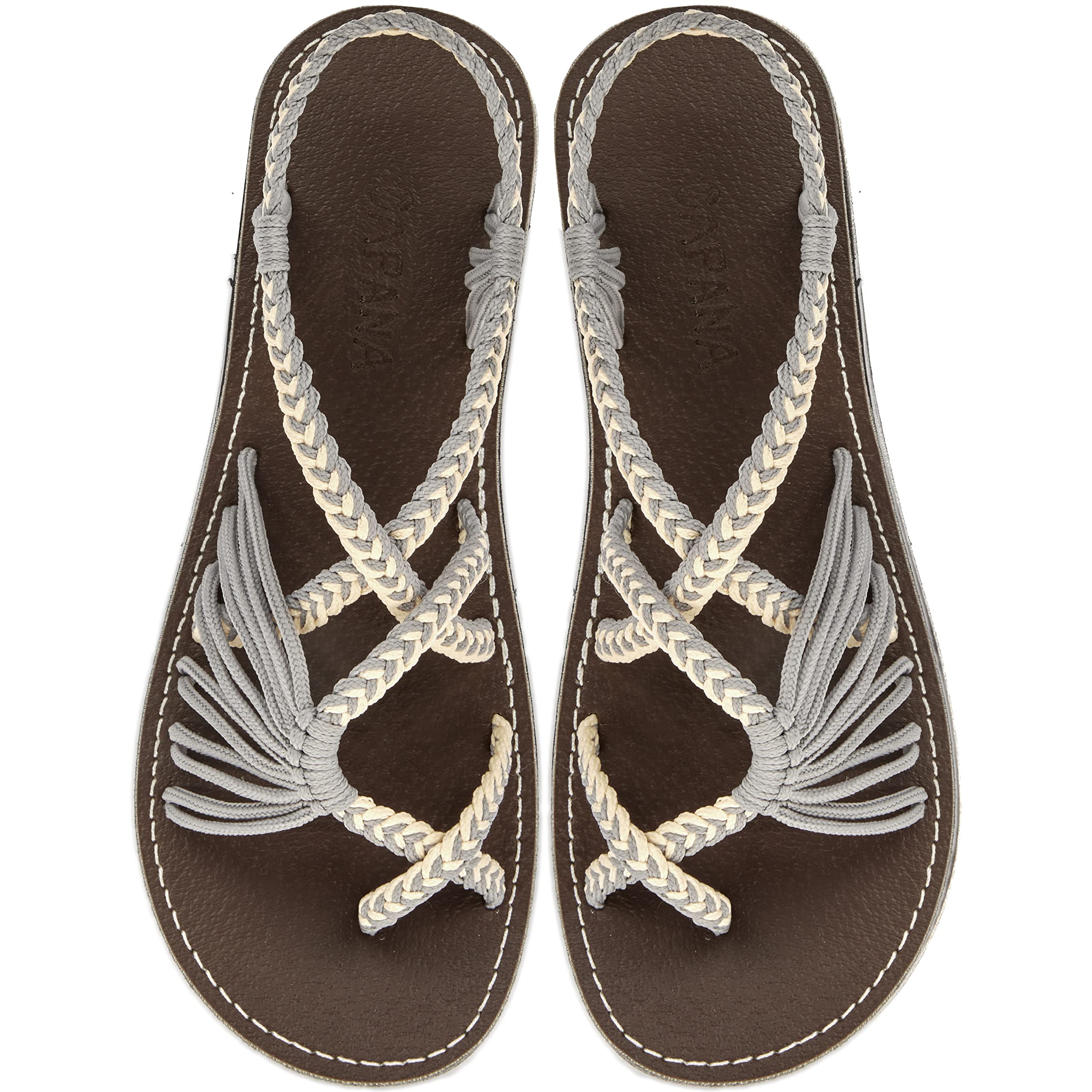Handwoven Women's Flat Sandals - Bohemian Strappy Sandals for Walking, Beach & Water Activities | Comfortable Braided Rope Sandals for Summer Outfits & Vacation Wear
