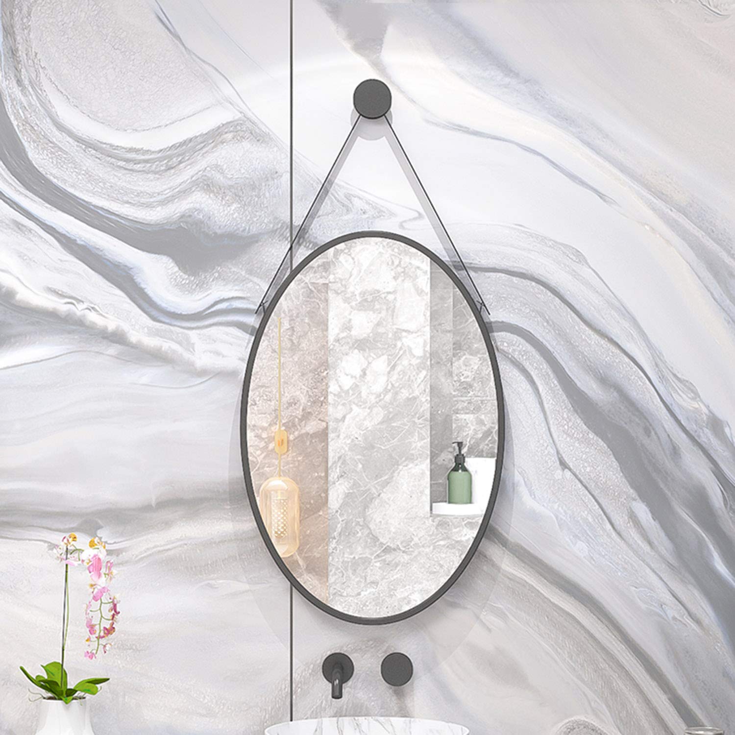 16×24 Inch Golden Oval Wall Mirror - Elegant Bathroom & Living Room Decorative Mirror with Metal Frame | Perfect for Bedroom, Porch & Vanity Areas | Adds Luxury to Any Home Decor (24×36 Inch Available)