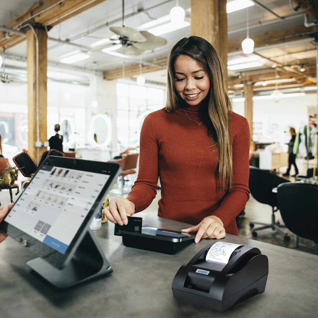 Vretti 58mm USB Thermal Receipt Printer - High-Speed ESC/POS Compatible for Windows & Mac - Compact Restaurant Kitchen POS Printer for Cash Register, Retail Stores & Small Business Use