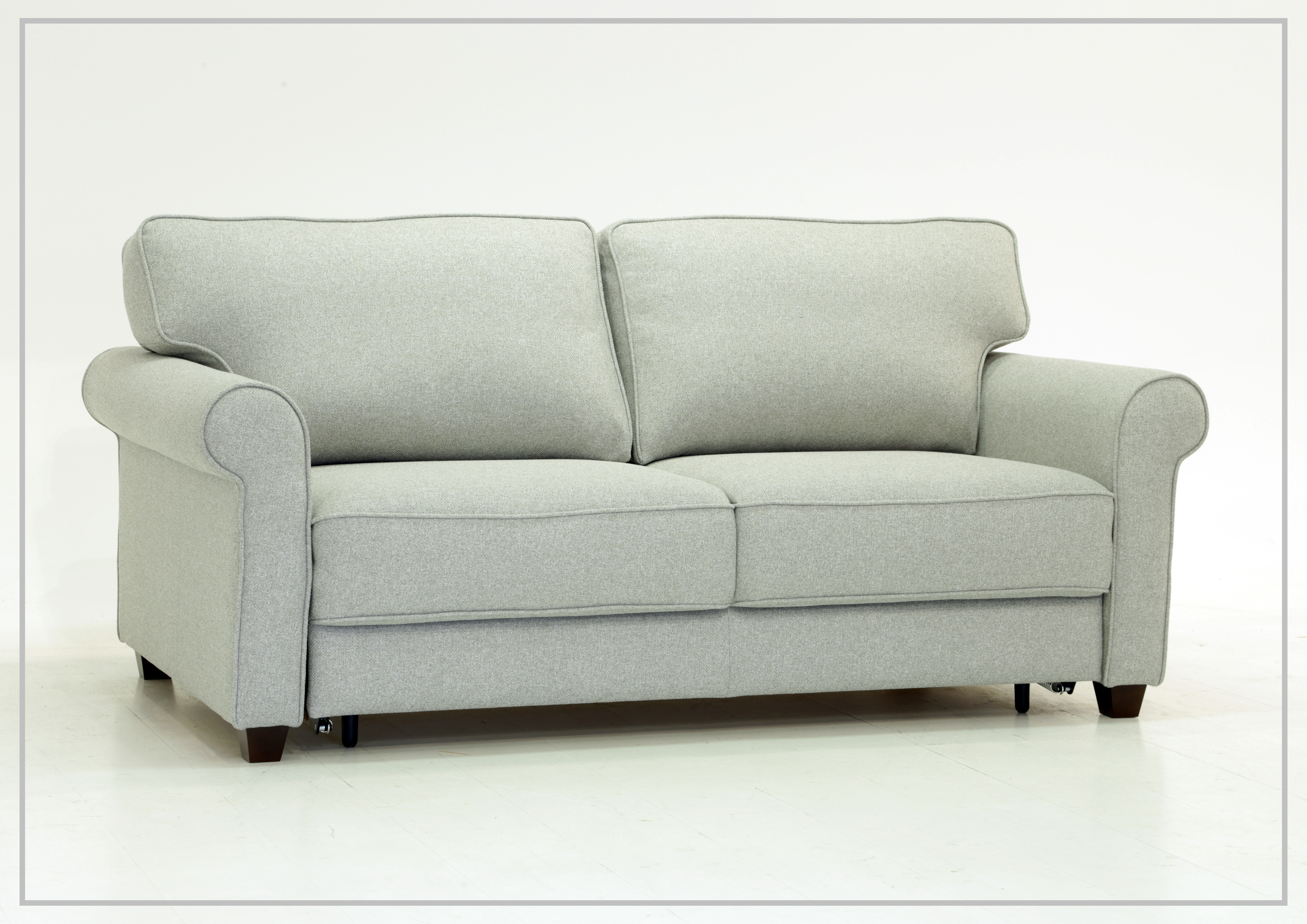 Luonto Casey Fabric Sofa Sleeper - Convertible Sleeper Sofa Bed with Walnut Legs in Multiple Sizes (Queen, Full, Twin) - Perfect for Small Apartments, Guest Rooms & Home Offices