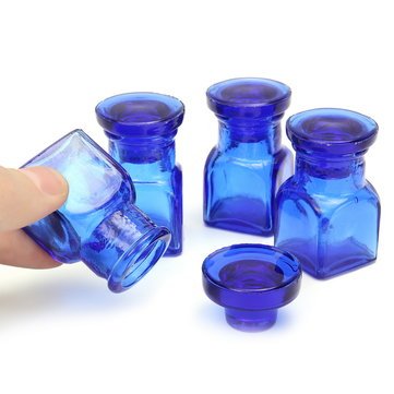 4Pcs Square Etched Glass Bottles for Dental Medicine Storage - Airtight Cavity Vials for Clinics, Hospitals & Home Use (Ideal for Pill Organization, Essential Oils & Small Item Storage)