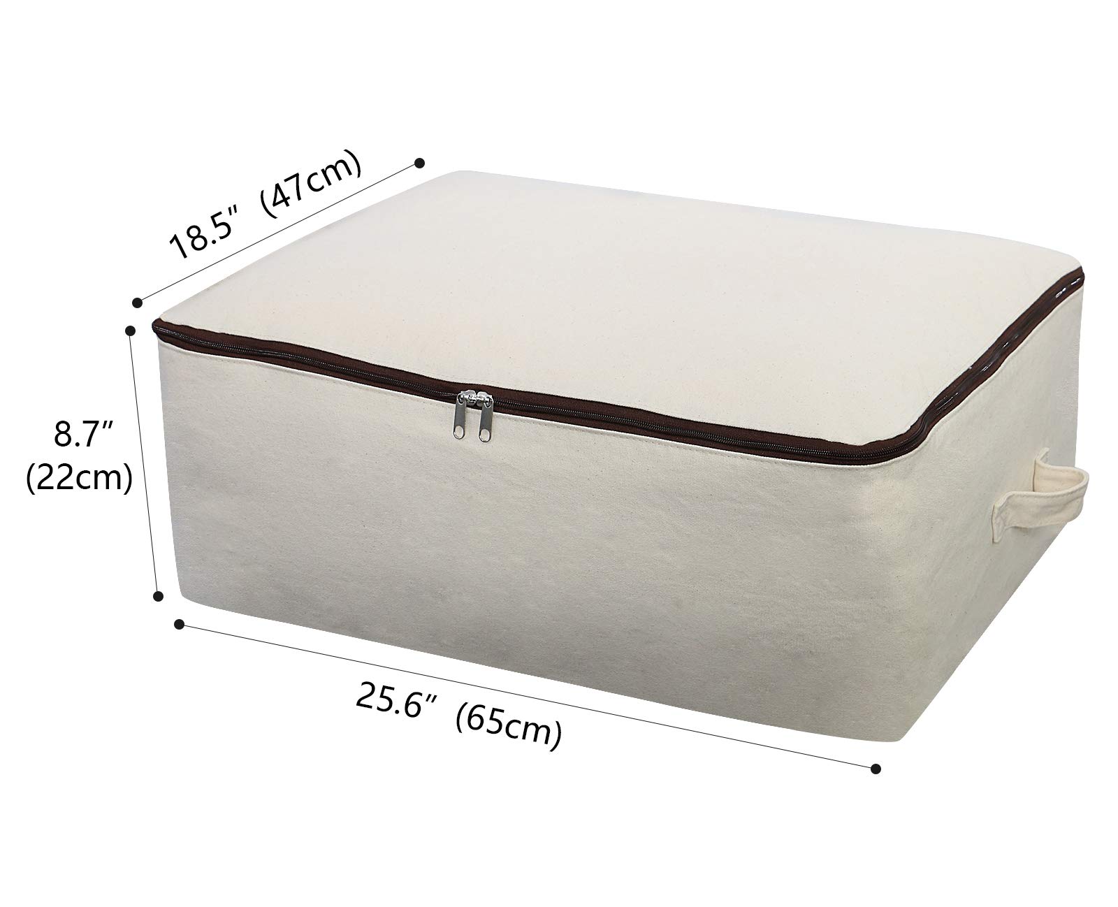 2PCS Canvas Storage Bags 12OZ - Thick Soft Breathable Closet Organizer for Bedding, Comforters, Pillows, Blankets & Clothes - 25.6×18.5×8.7 Inches Beige - Perfect for Home Organization, Travel & Seasonal Storage