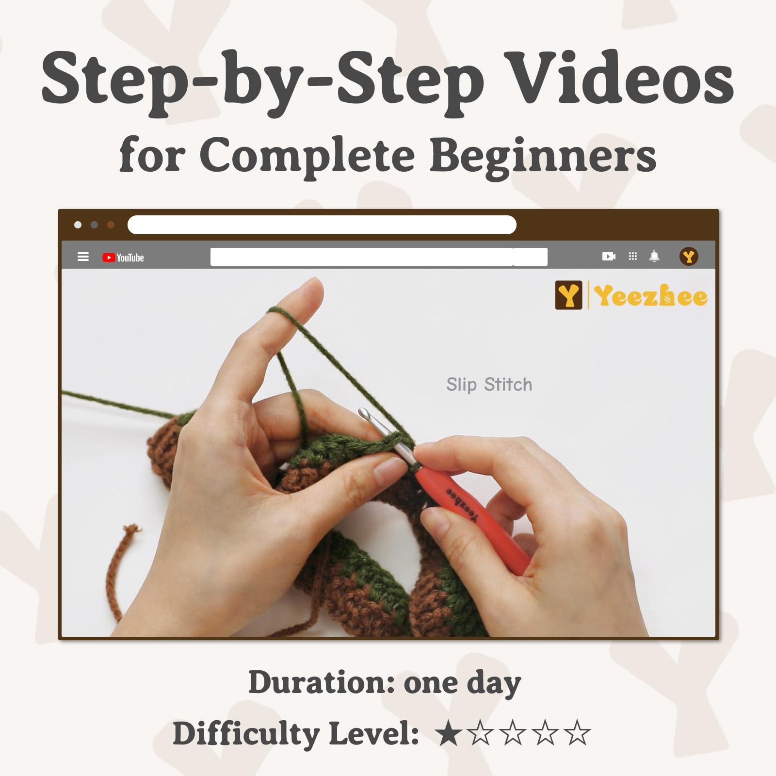 Yeezhee Beginner Crochet Kit - Complete Crochet Hat Starter Set with Yarn, Hooks & Step-by-Step Video Tutorials | DIY Cat Beanie Knitting Kit for Adults & Teens (Folivora) | Perfect for Crafting, Gifts & Relaxation