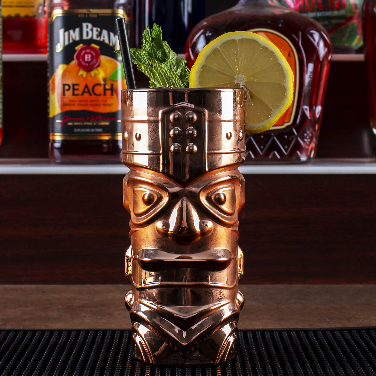 BarConic® Tiki Glass - 15oz Metal Plated Cocktail Cups with Color Options - Perfect for Tropical Drinks, Themed Parties & Summer Entertaining