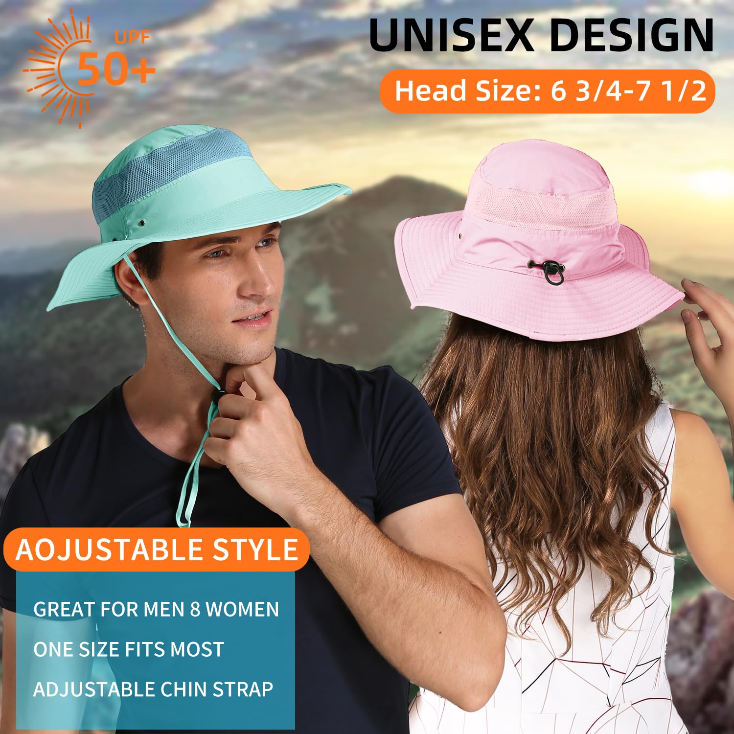 UPF 50+ Wide Brim Sun Hat for Women & Men - UV Protection Summer Bucket Hat for Fishing, Hiking, Beach, Gardening & Outdoor Activities