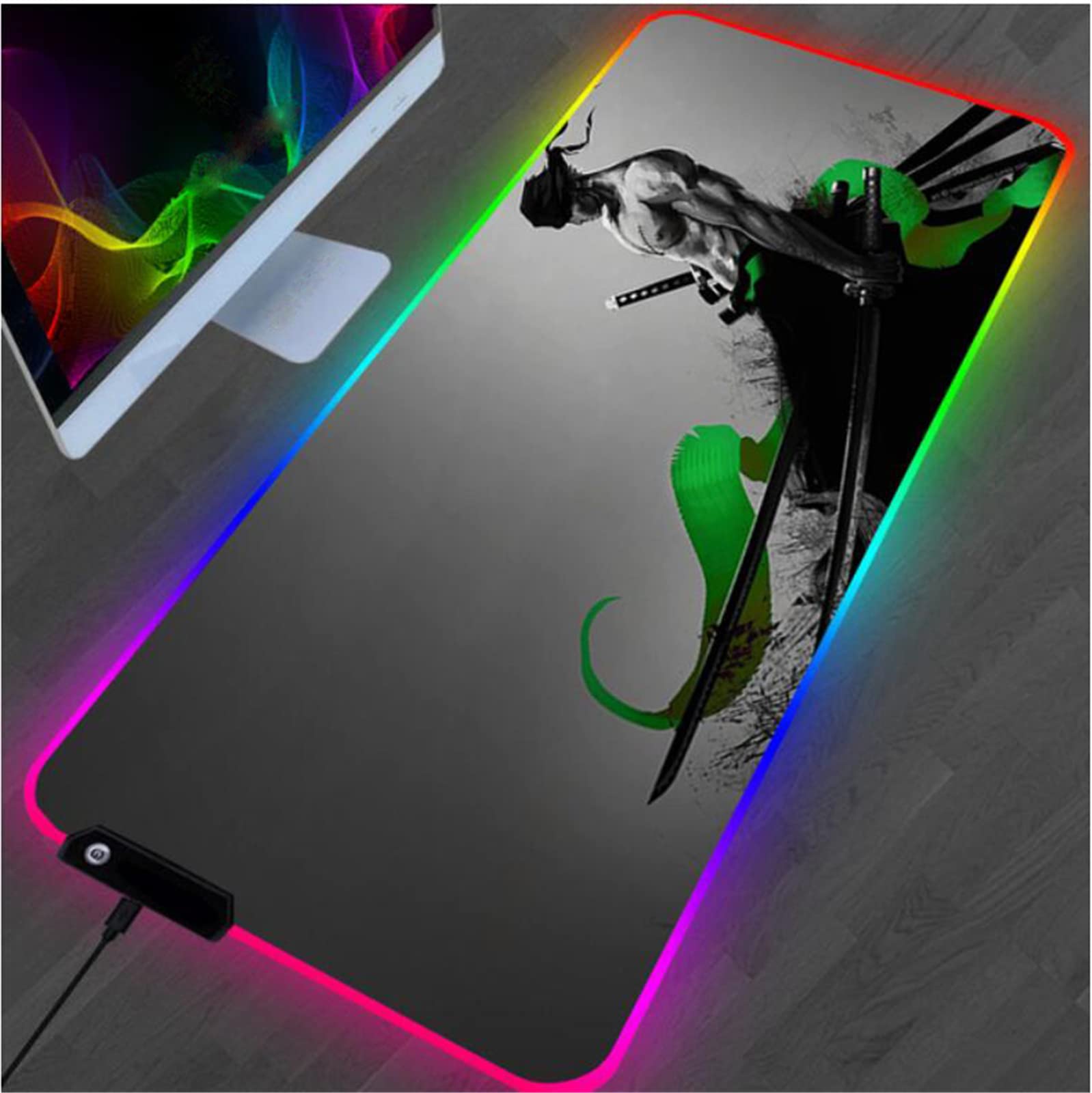 Zoro RGB Gaming Mouse Pad - Large 40x90cm Anime Desk Mat for PC Gamers