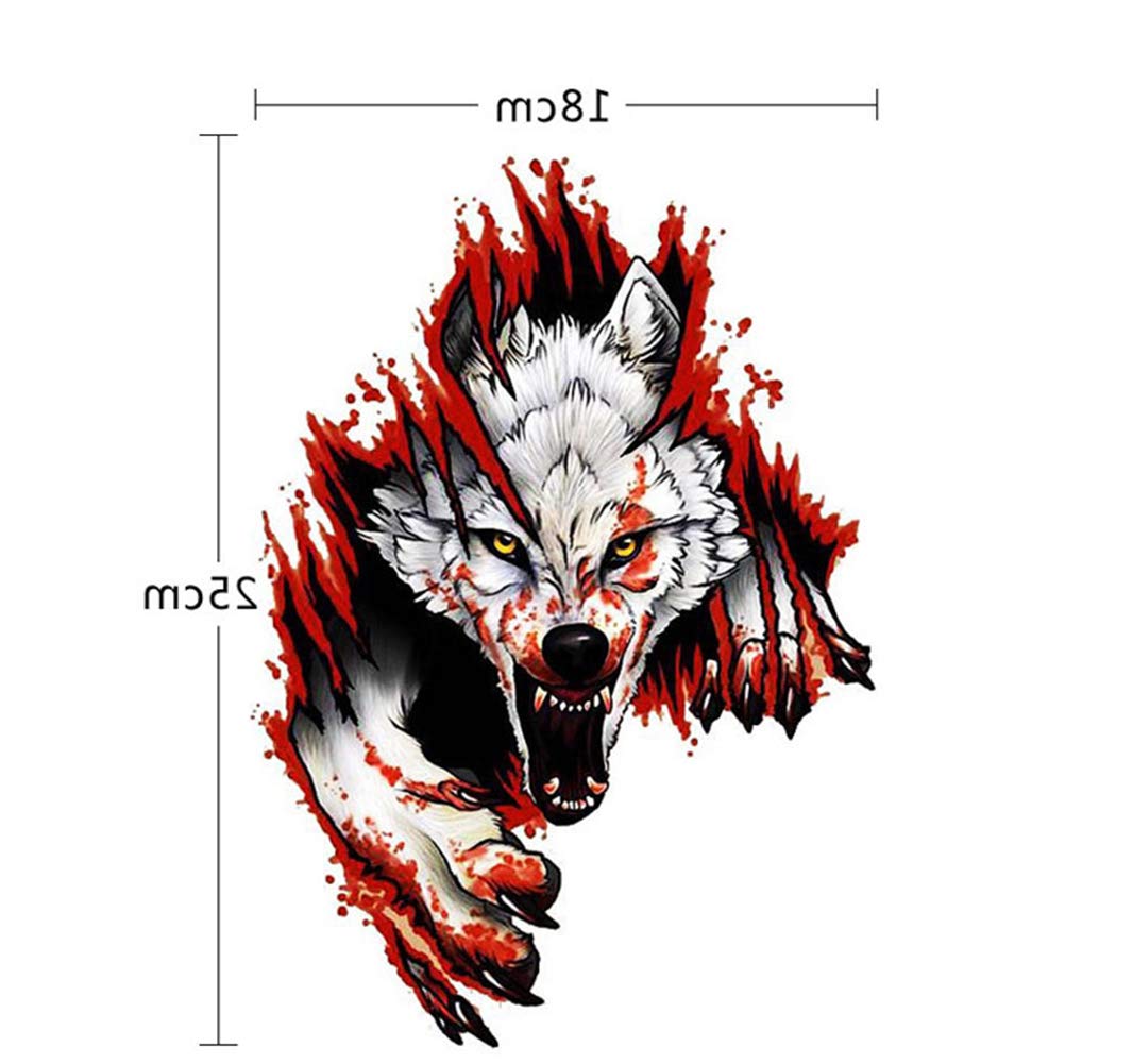 3D Angry Wolf Head Car Stickers - Creative Funny PVC Decals for Cars, Trucks, Laptops | Universal Automotive Accessories for Personalization & Style Enhancement