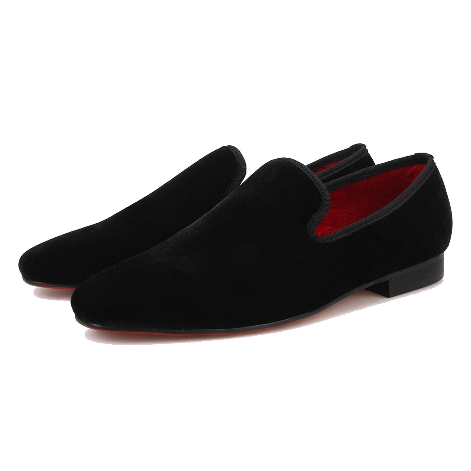 FERUCCI Black Velvet Square Toe Loafers - Women's Comfortable Slip-On Flats for Wedding, Prom, Party & Casual Wear