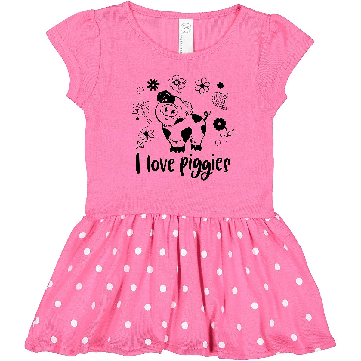 Inktastic I Love Piggies Cute Pig & Floral Print Toddler Dress - Adorable Baby Girl Outfit for Playdates, Parties & Family Photos