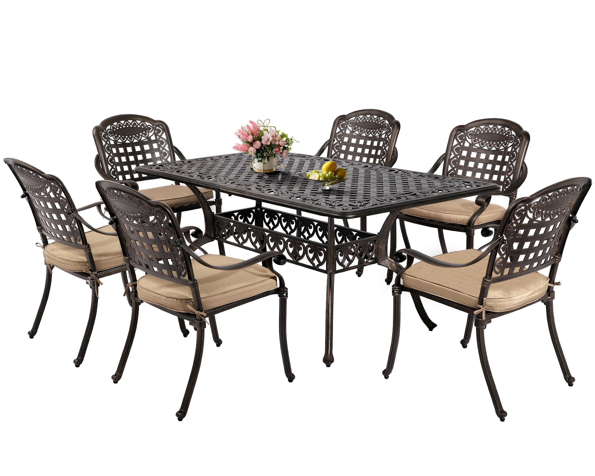 TITIMO 60 Inch Outdoor Patio Bistro Dining Square Table - Weather Resistant Cast Aluminum Conversation Table with 2 Inch Umbrella Hole - Perfect for Backyard, Garden, Poolside & Restaurant Outdoor Seating (60